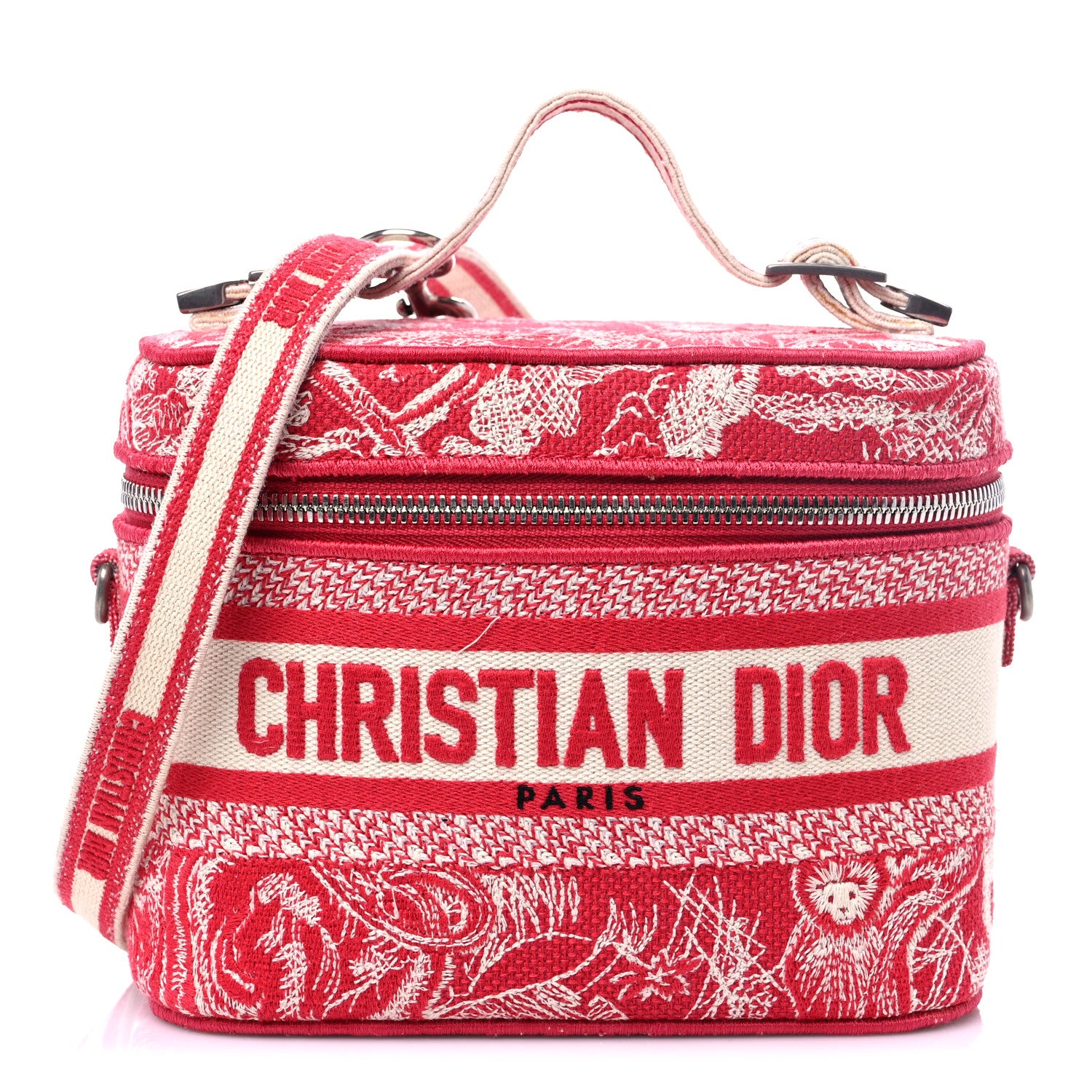 Christian Dior Canvas Embroidered Toile De Jouy Small Travel