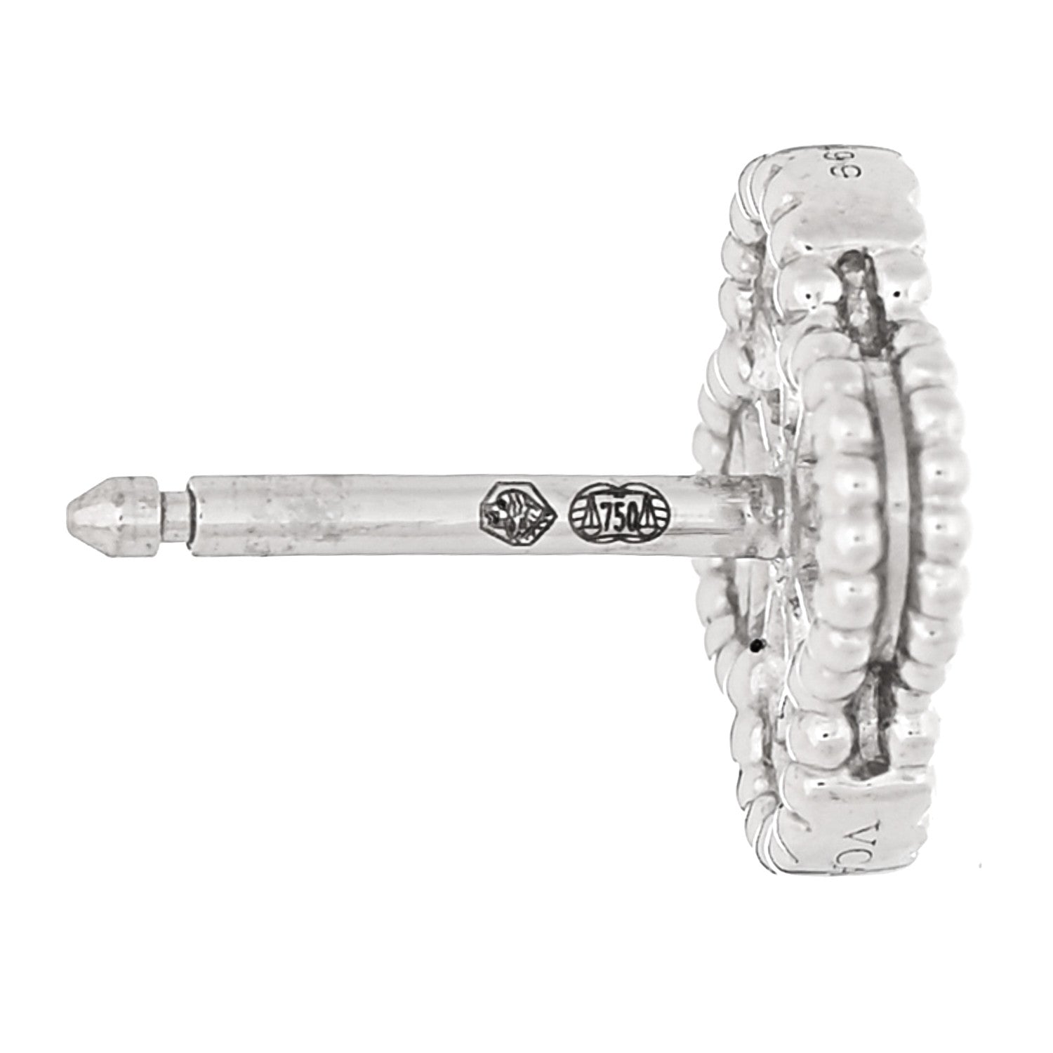 Van Cleef & Arpels 18K White Gold Diamond Sweet Alhambra Earrings 6 of 7