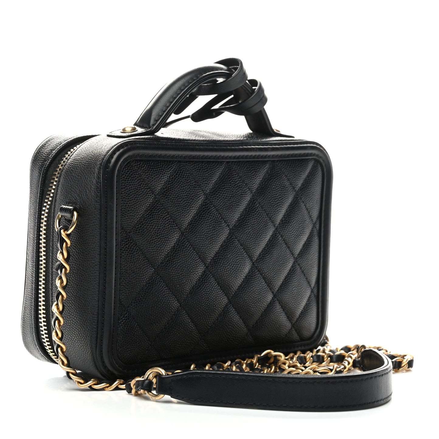 Caviar Quilted Small CC Filigree Vanity Case Black