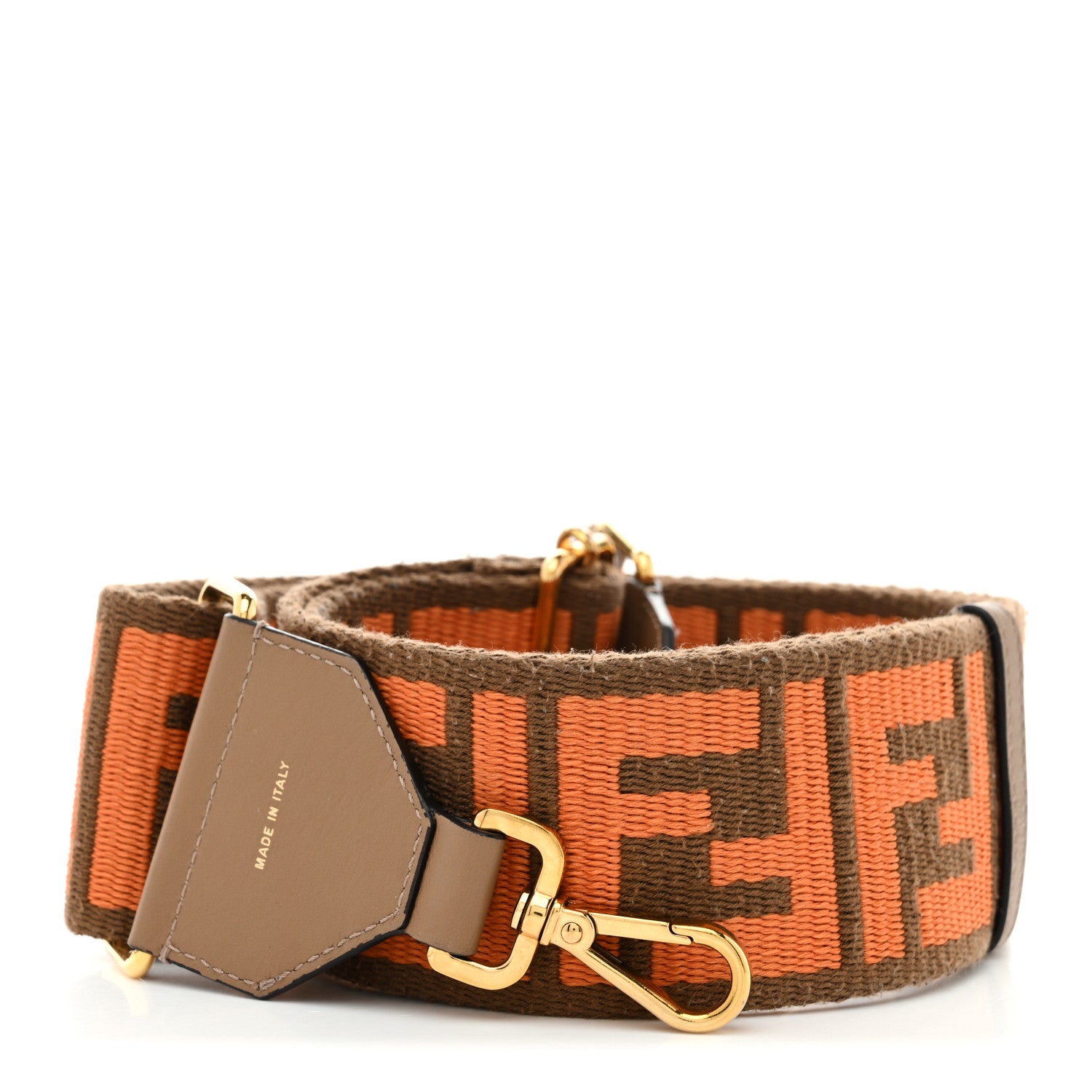 Fendi Ribbon Vitello King FF 1974 Adjustable Strap You Fango Brick