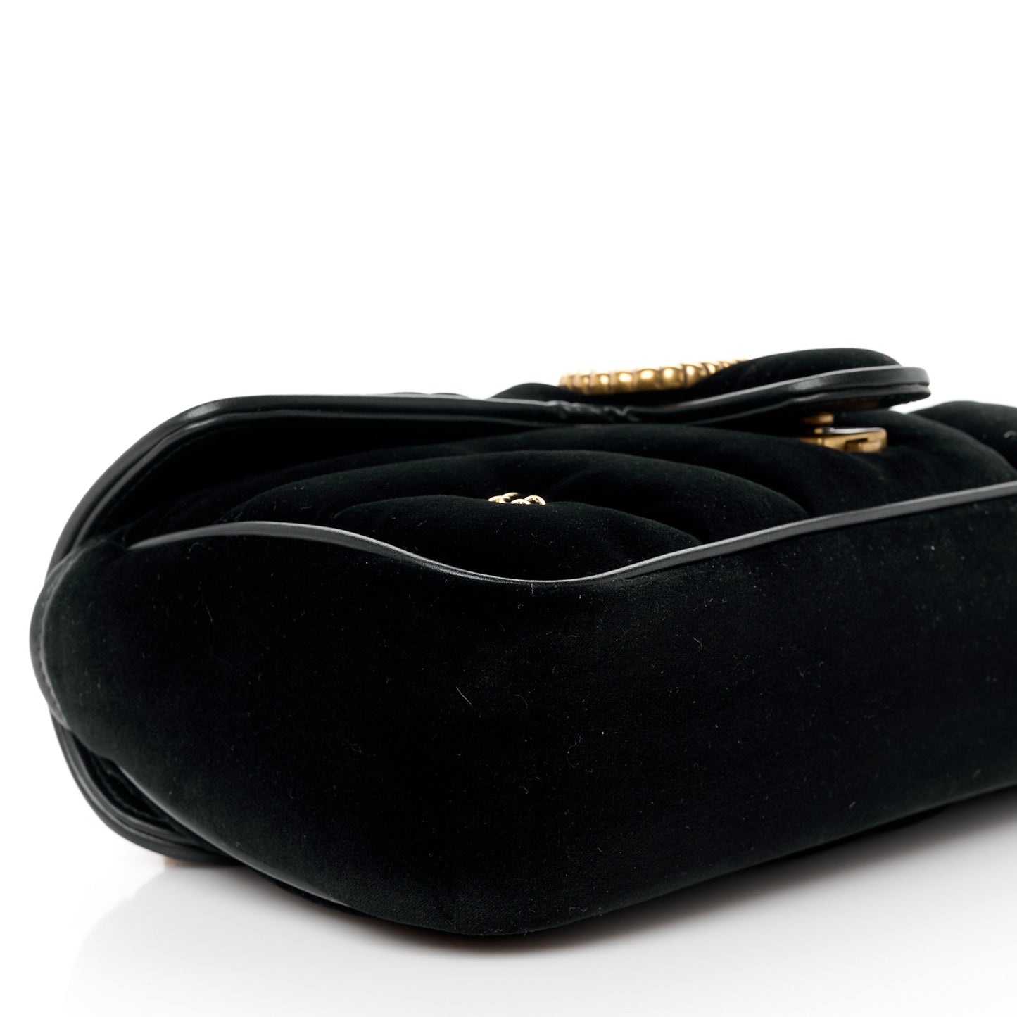 Velvet Matelasse Double G Studs Small Torchon GG Marmont Shoulder Bag Black