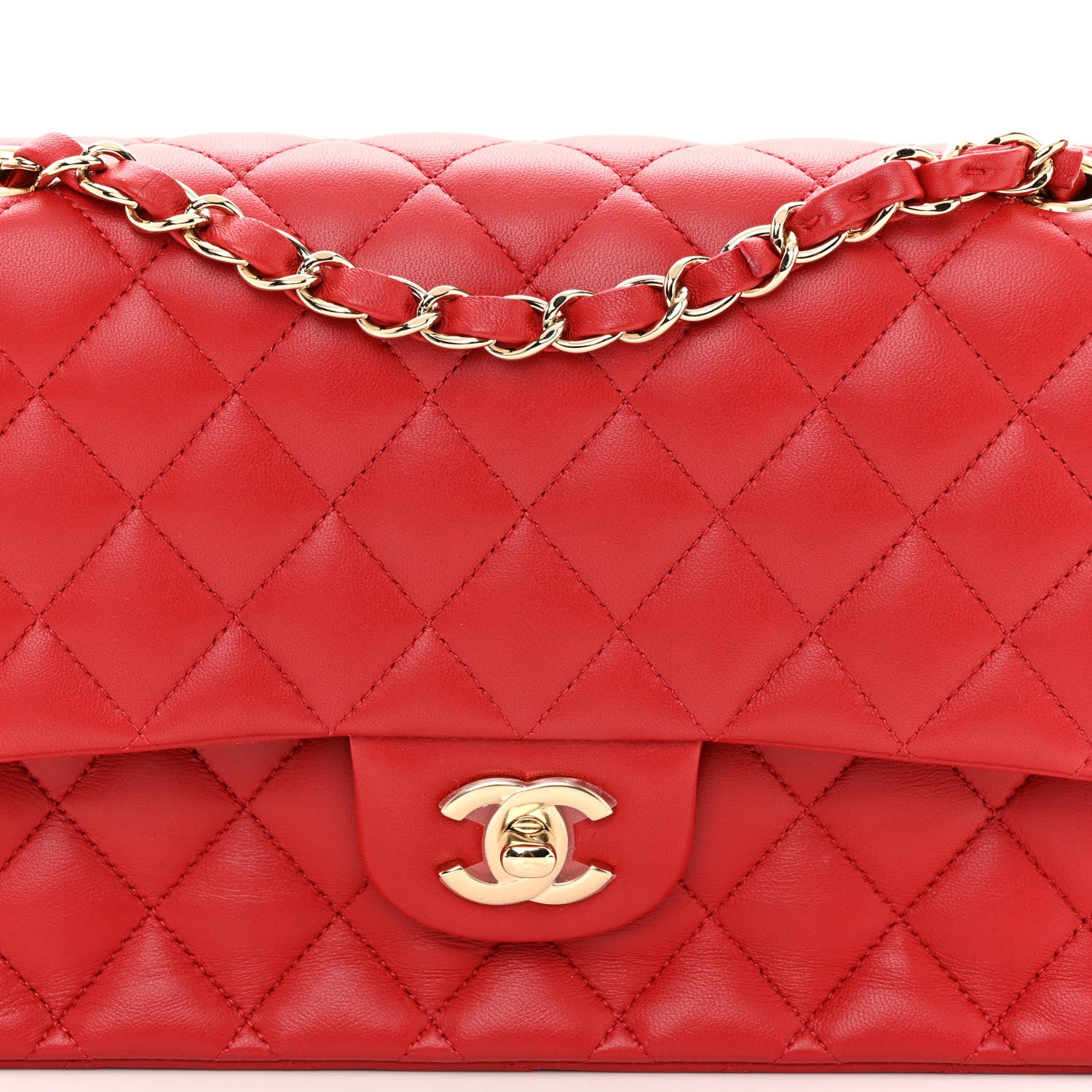 Chanel Lambskin Quilted Medium Double Flap Red 8 of 10