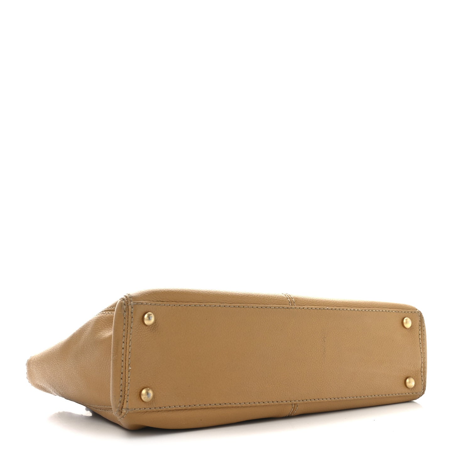 Calfskin Wood Chain Tote Light Brown