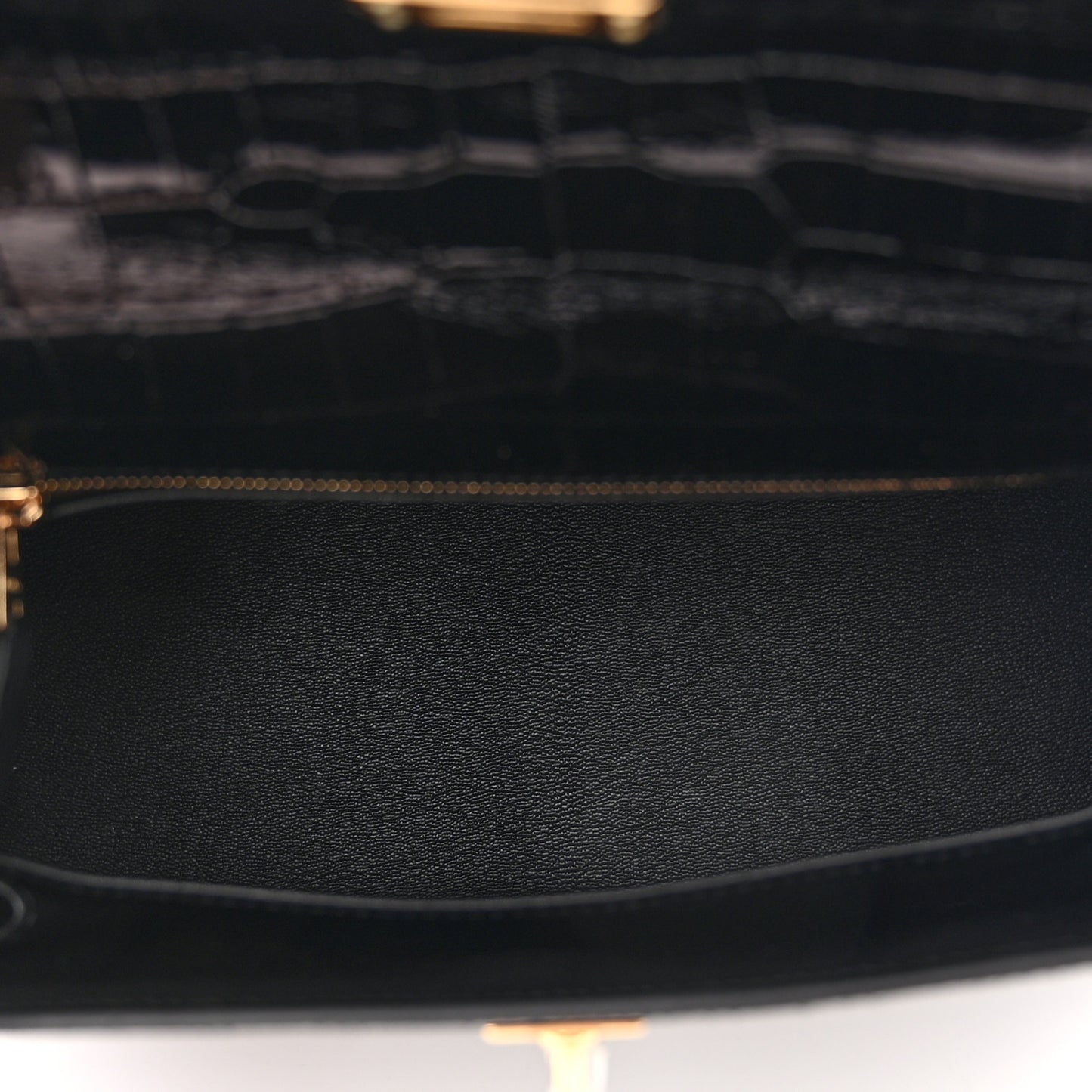 Shiny Porosus Crocodile Kelly Sellier 25 Black