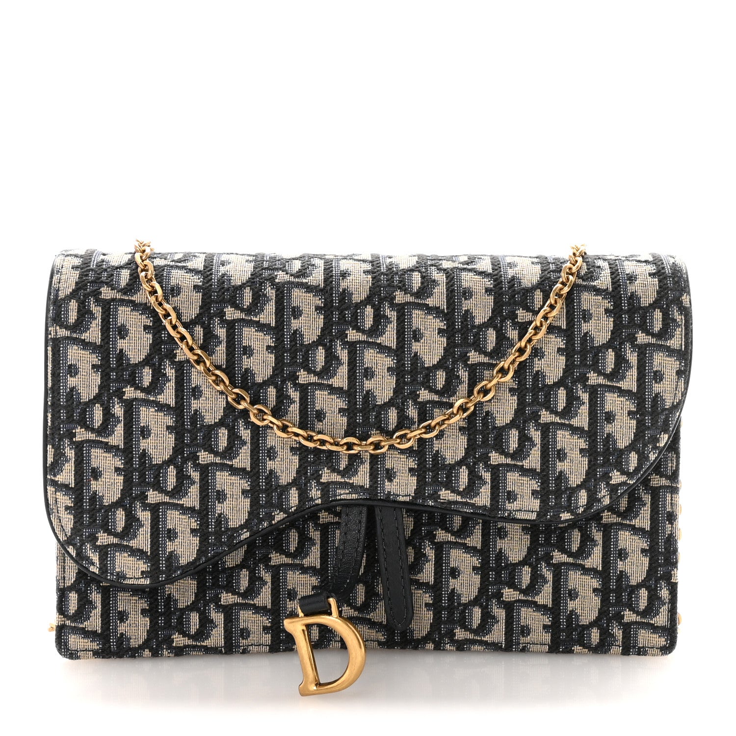 Christian Dior Oblique Saddle Chain Pouch Blue 1873974 – FASHIONPHILE