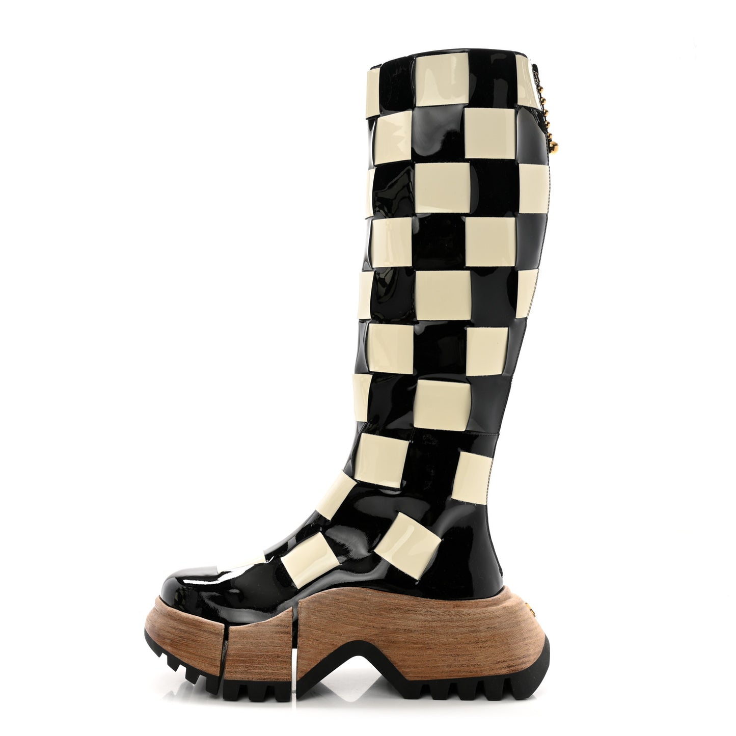 Patent Calfskin LV Zoom High Boots 39 Black White