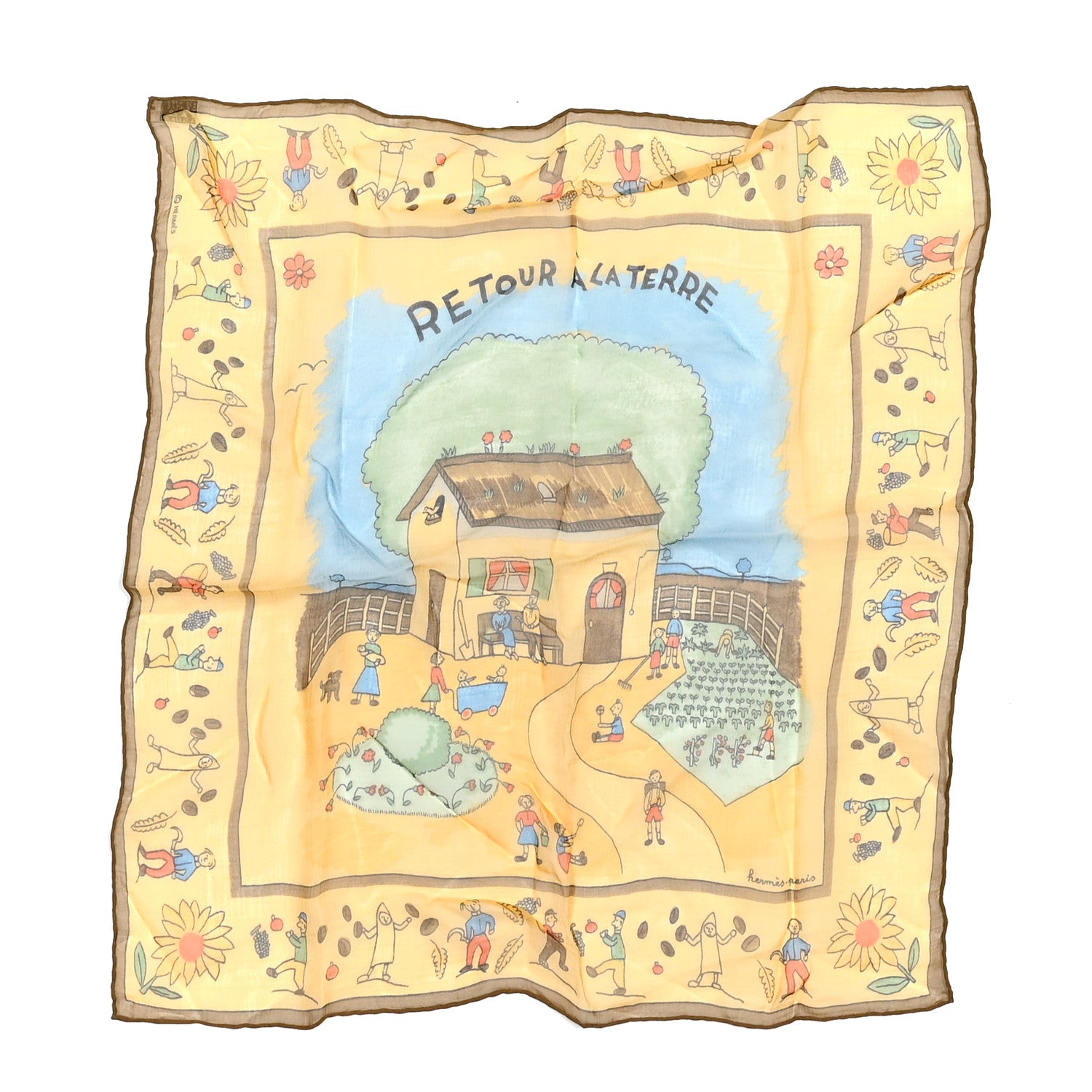 Hermes Silk Retour A'Laterre Pocket Square 1 of 5