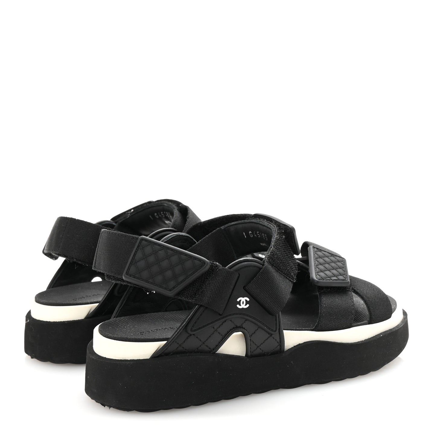 Nylon Lambskin Calfskin Velcro Dad Sandals 36 Black White