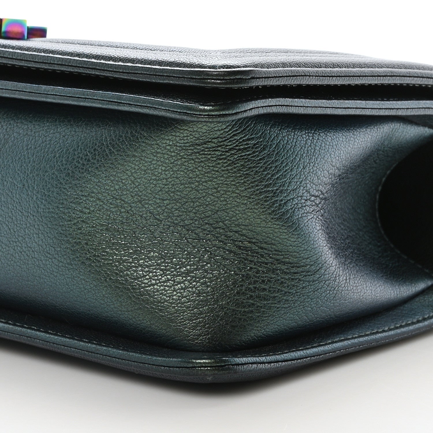 Chanel Iridescent Goatskin Quilted Medium Boy Flap Green 10 of 10