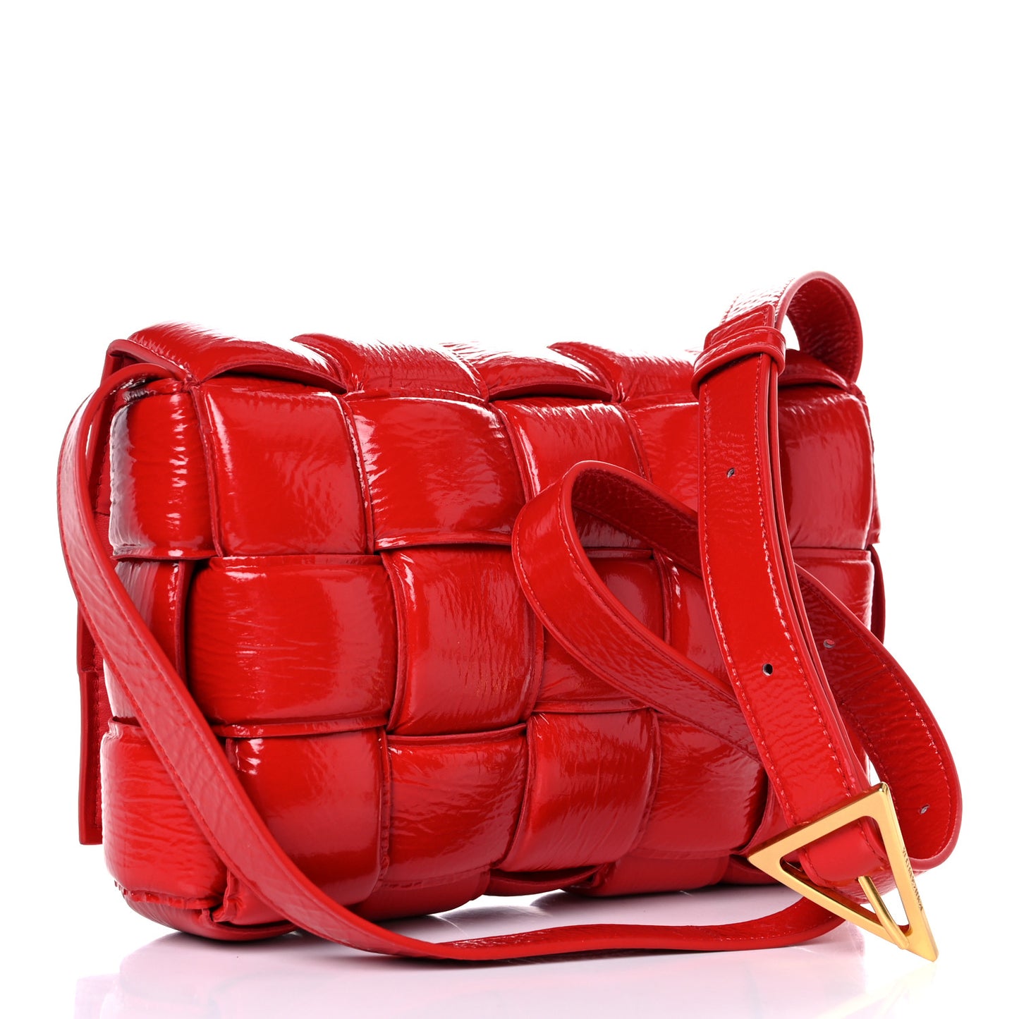 Textured Deerskin Maxi Intrecciato Padded Cassette Crossbody Bag Chili