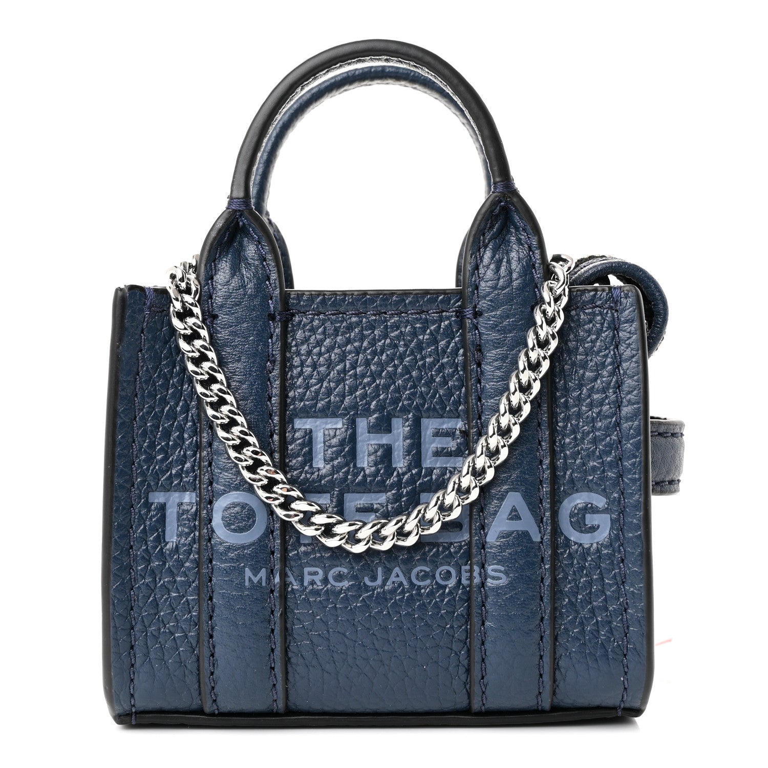 Marc Jacobs Grained Calfskin Nano The Tote Bag Crossbody Blue Sea