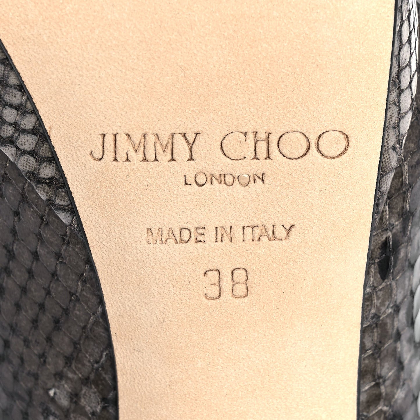 Calfskin Snake Print Pumps 38 Grey