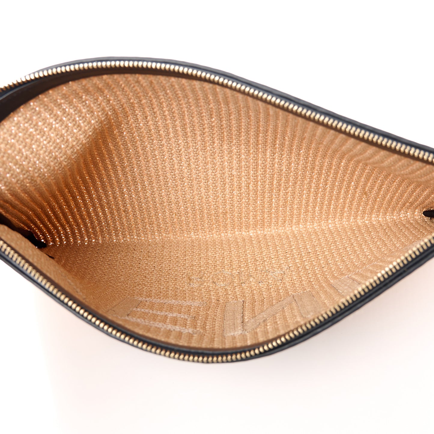 Straw Vitello King Logo Woven Large Flat Pouch Paglia Black