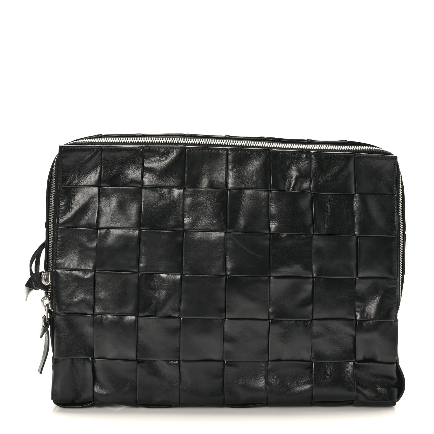 Bottega Veneta Paper Calfskin Maxi Intreccio Large Document Zipped Case Black 1 of 9