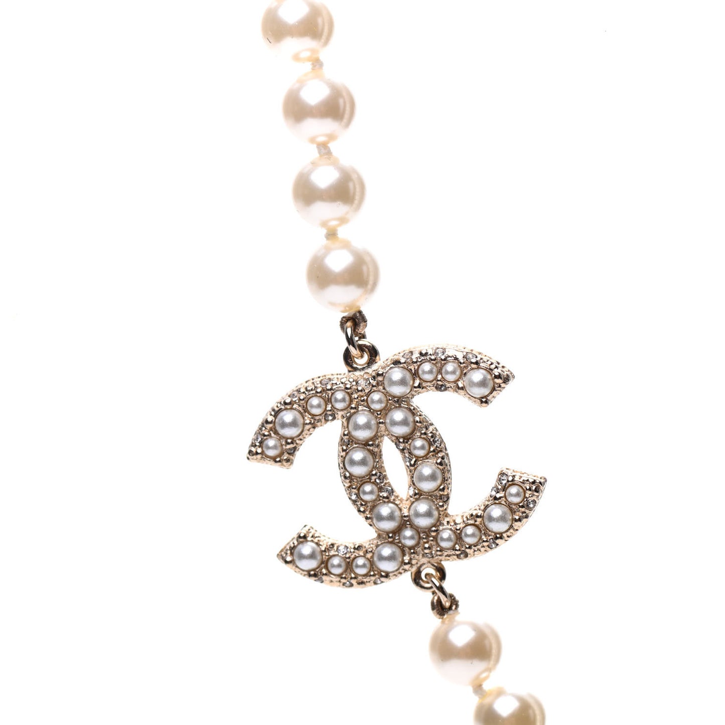 Graduated Pearl CC Short Necklace Gold