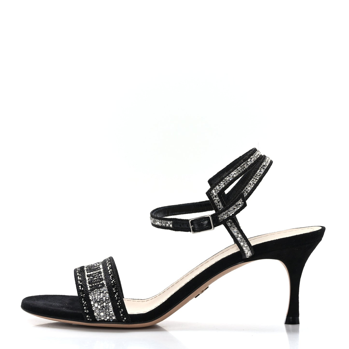 Crystal Suede Embroidered Dway 65mm Sandals 38 Black