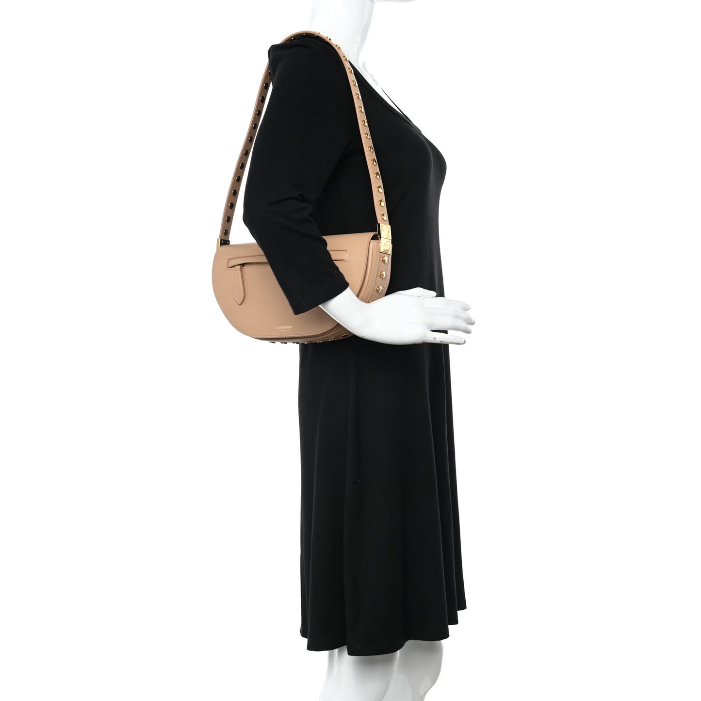 Calfskin Studded Small Olympia Shoulder Bag Cool Beige