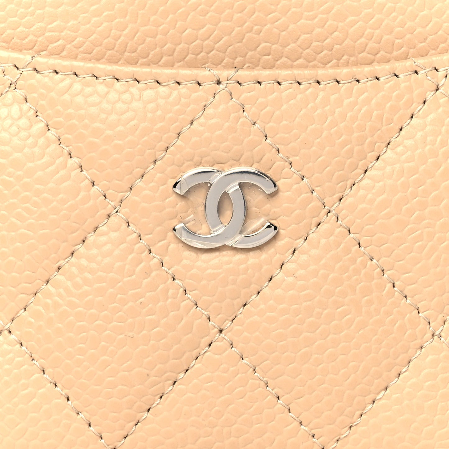 Caviar Quilted Card Holder Beige