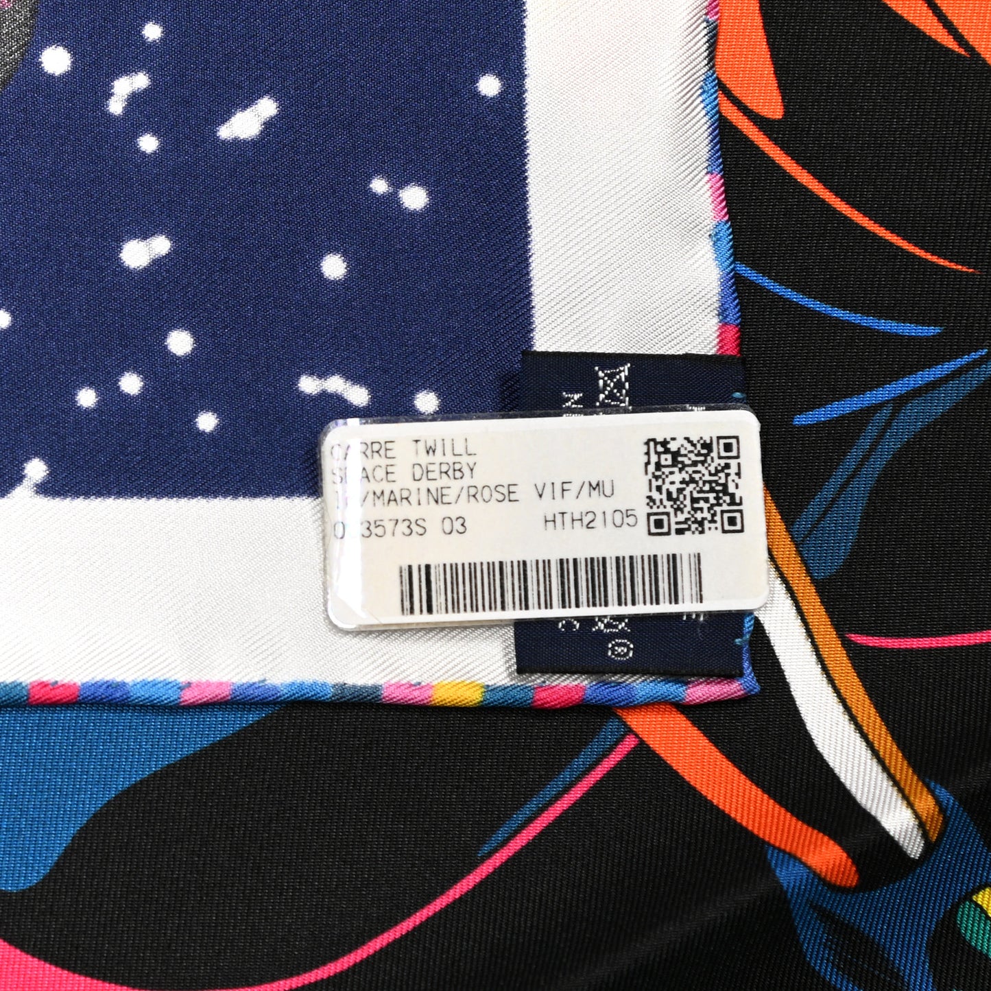 Silk Space Derby Scarf 90 Marine Rose Vif Multicolor