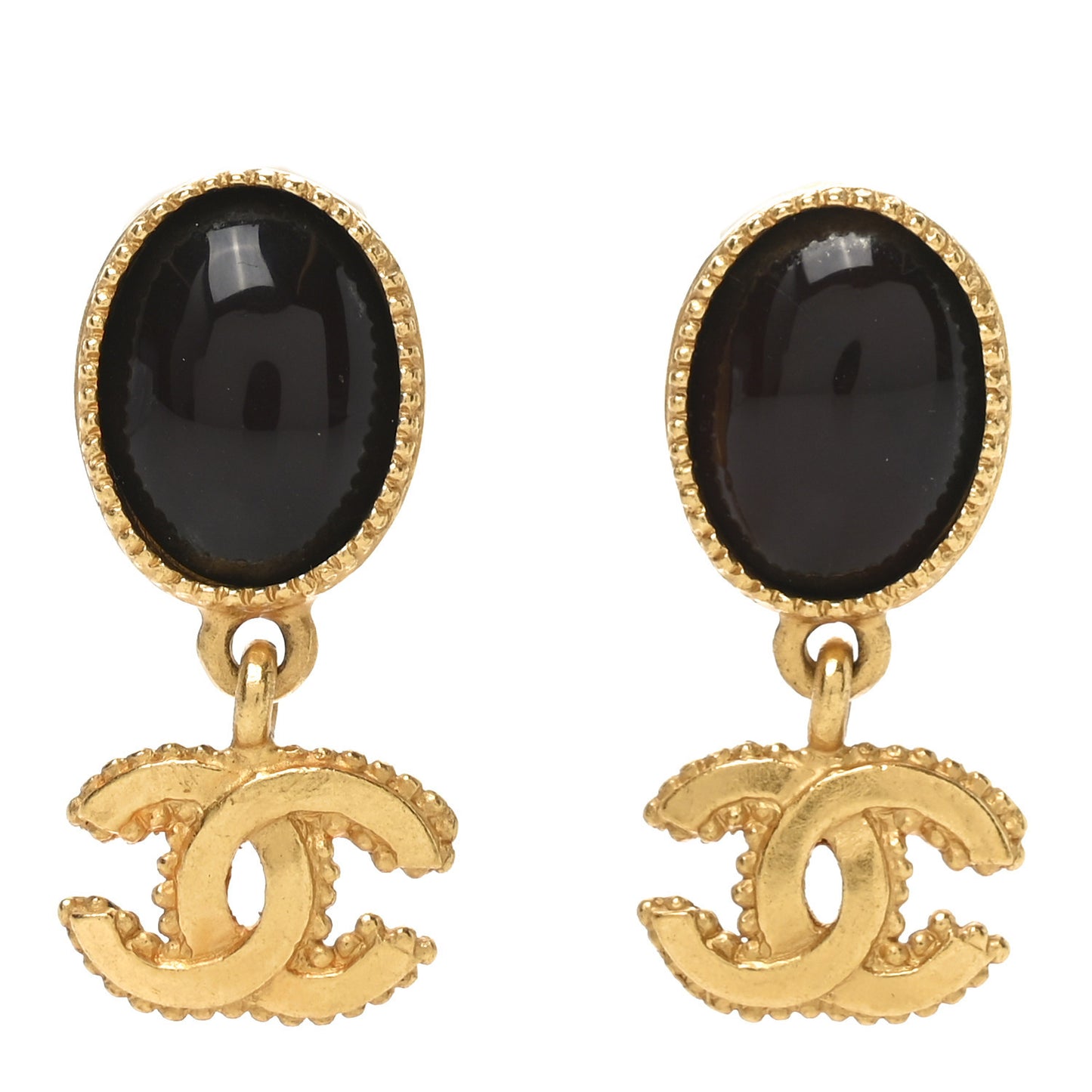 Metal Resin CC Drop Earrings Gold Red