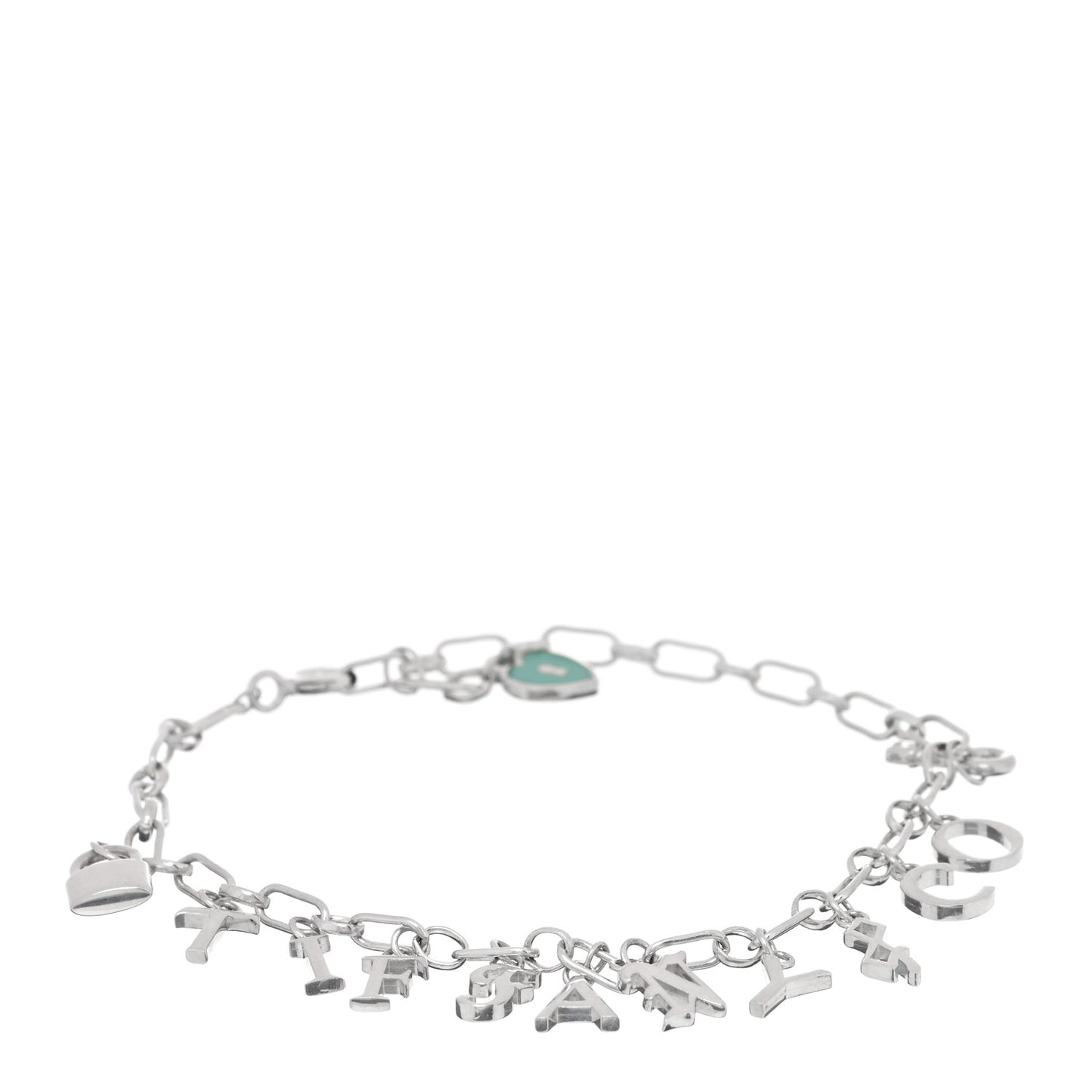 Sterling Silver Enamel Love Notes Logo Charm Bracelet Blue