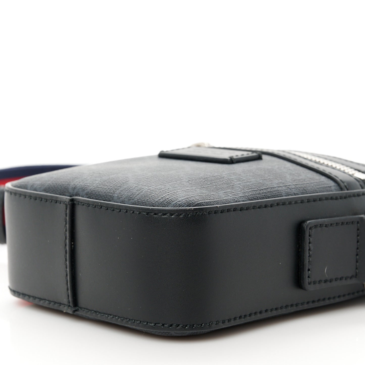 GG Supreme Monogram Appia Calfskin Web Small Camera Messenger Bag Black Grey