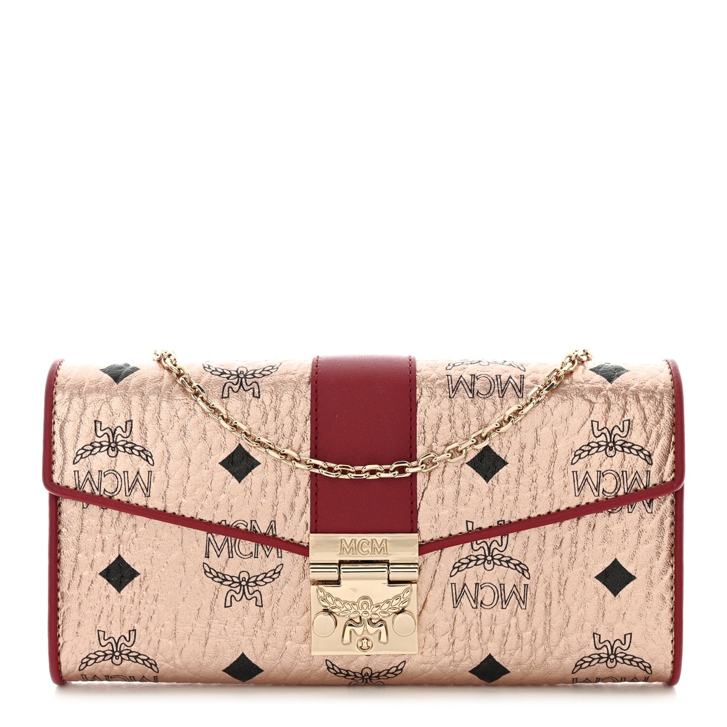 Metallic Visetos Patricia Wallet On Chain Red Champagne Gold