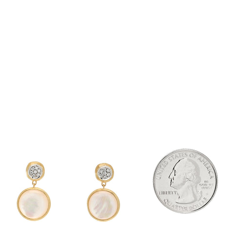 18K Yellow White Gold Diamond Mother of Pearl Jaipur Drop Earrings