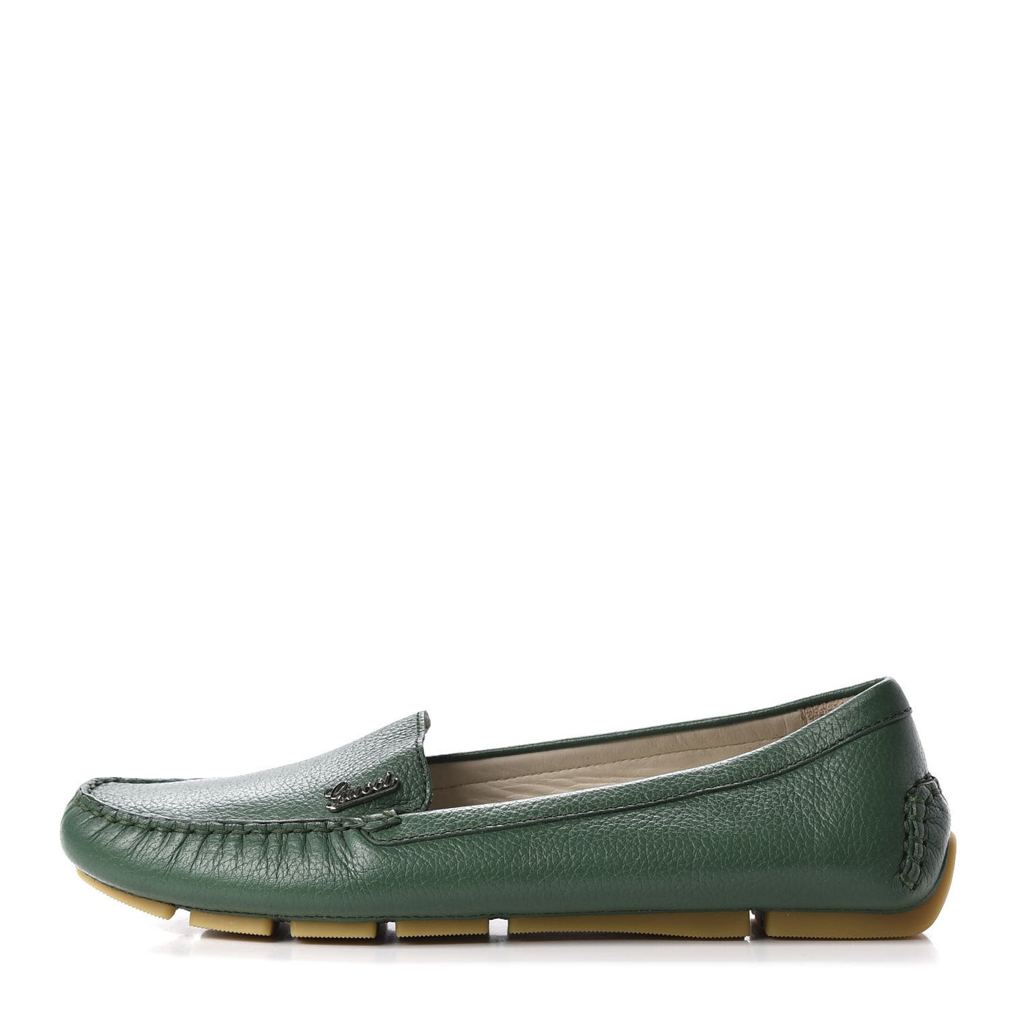 Calfskin Womens Driver Loafers 36.5 Green