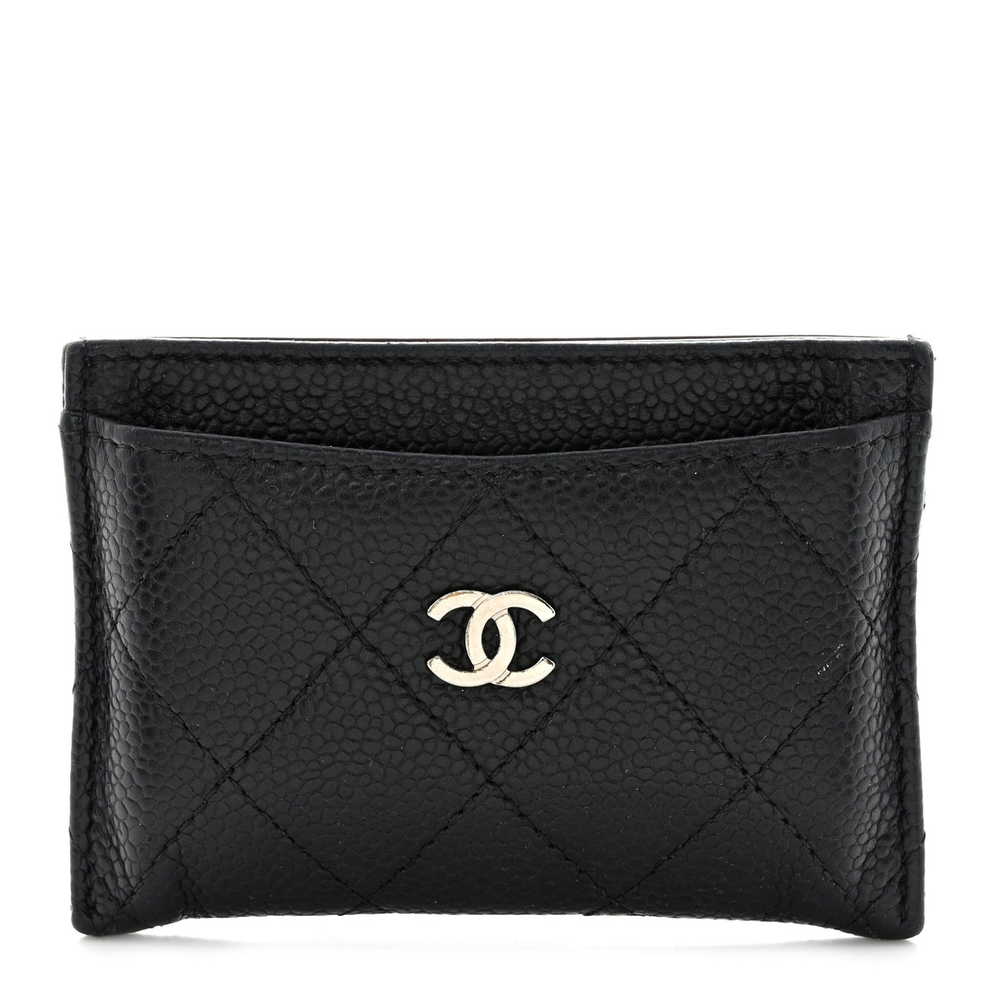 Caviar Quilted Card Holder Black
