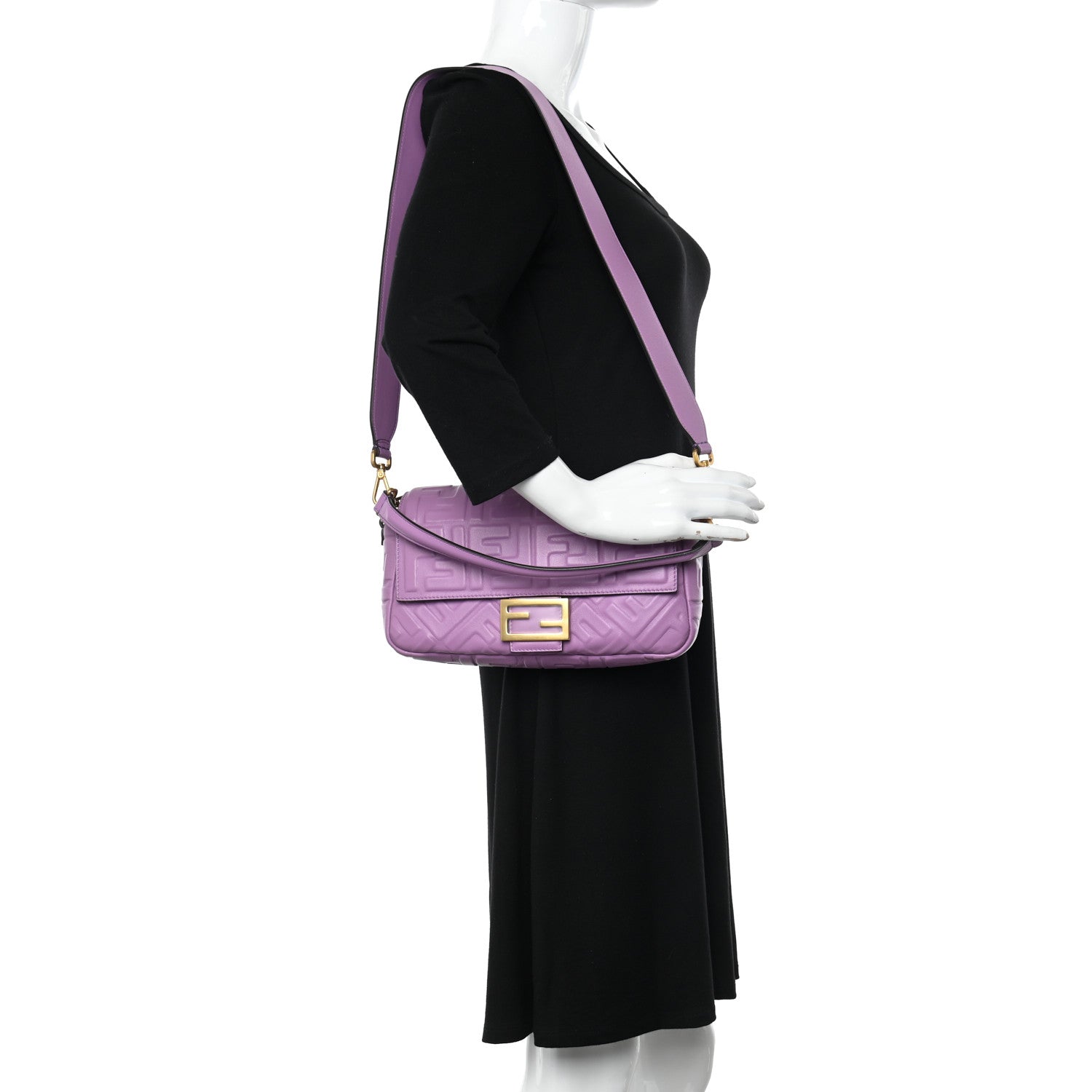 Fendi Nappa FF 1974 Embossed Baguette Agapanto 3 of 8