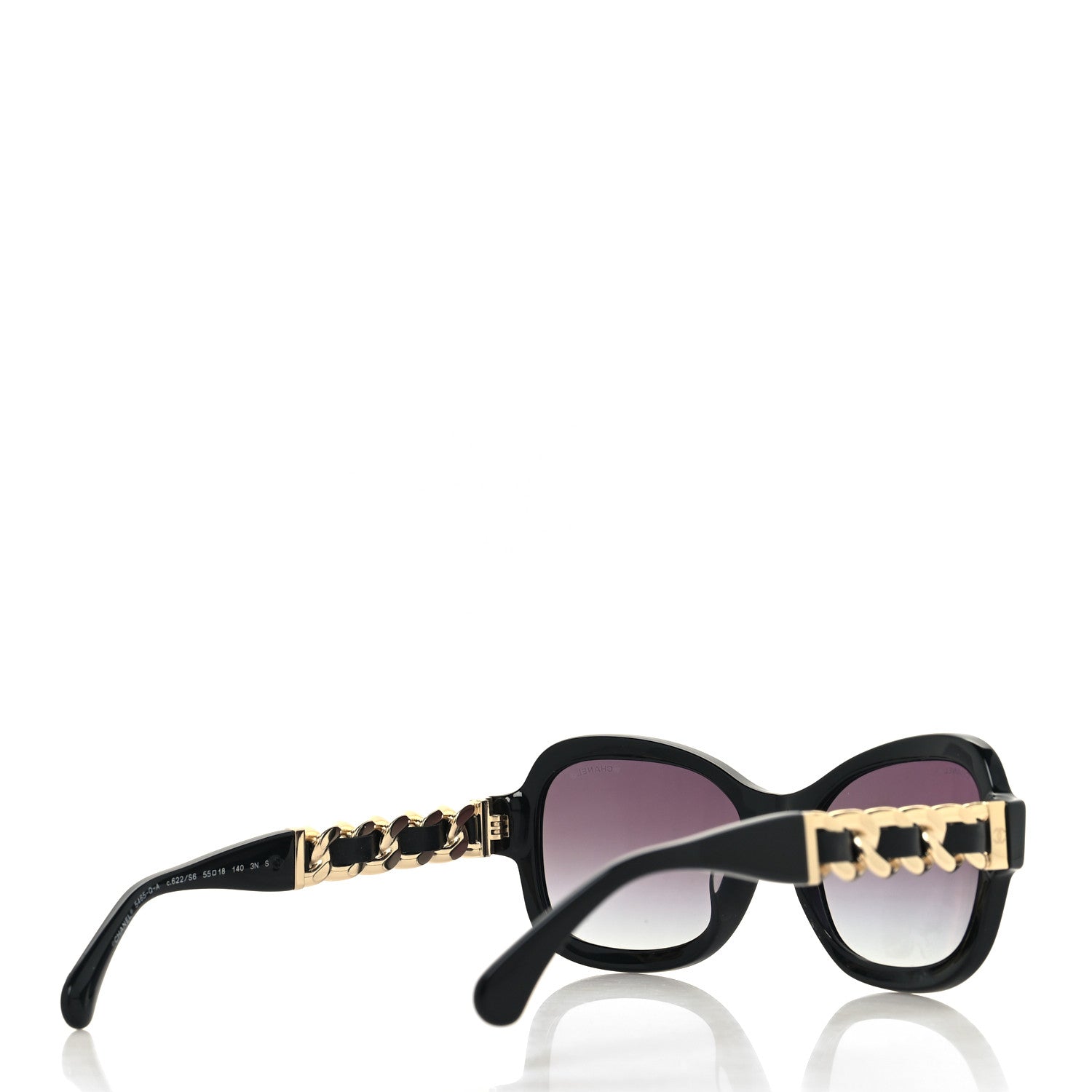 Chanel Acetate Metal Chain Square Sunglasses 5465 Black 4 of 8