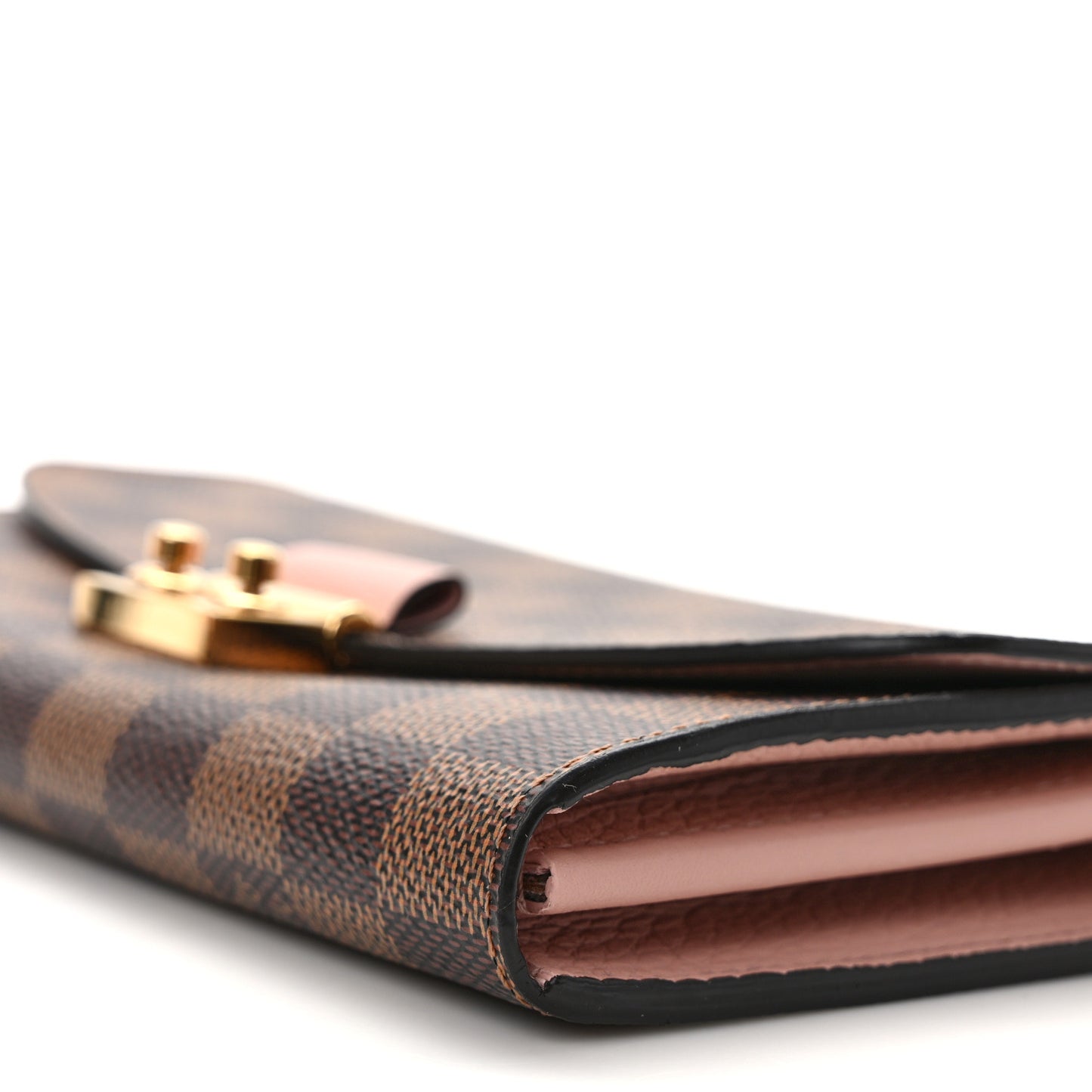 Damier Ebene Croisette Chain Wallet Rose Ballerine