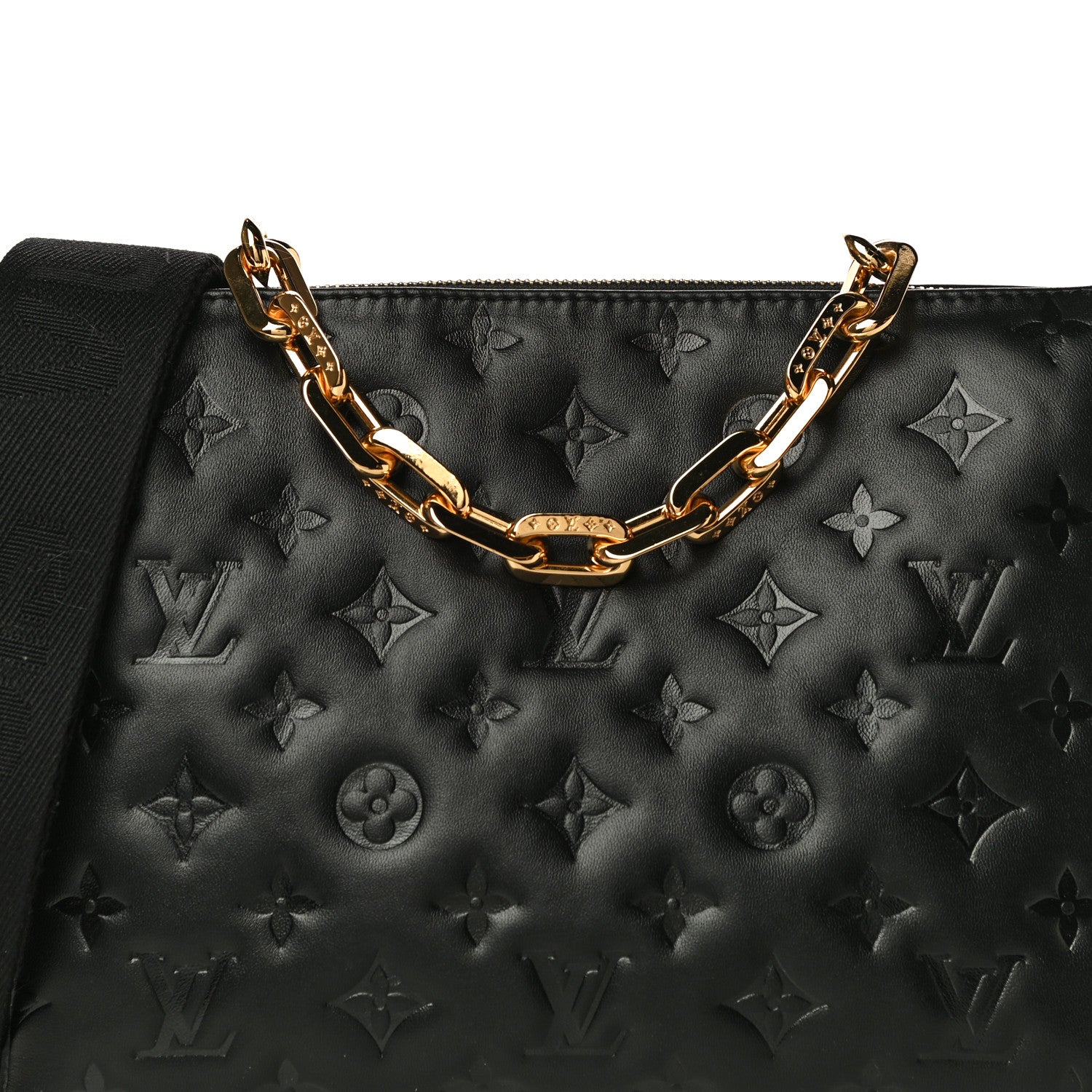 Louis Vuitton Lambskin Embossed Monogram Coussin PM Black 9 of 12