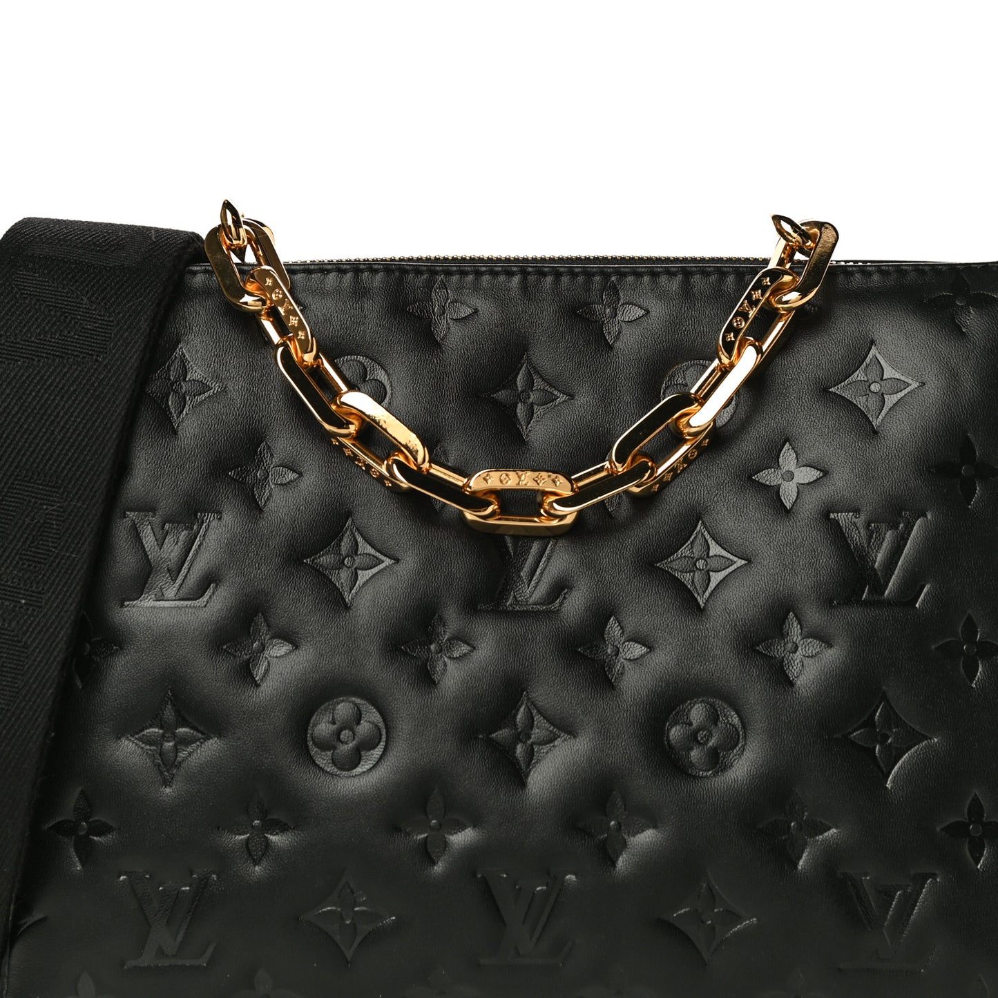 Lambskin Embossed Monogram Coussin PM Black