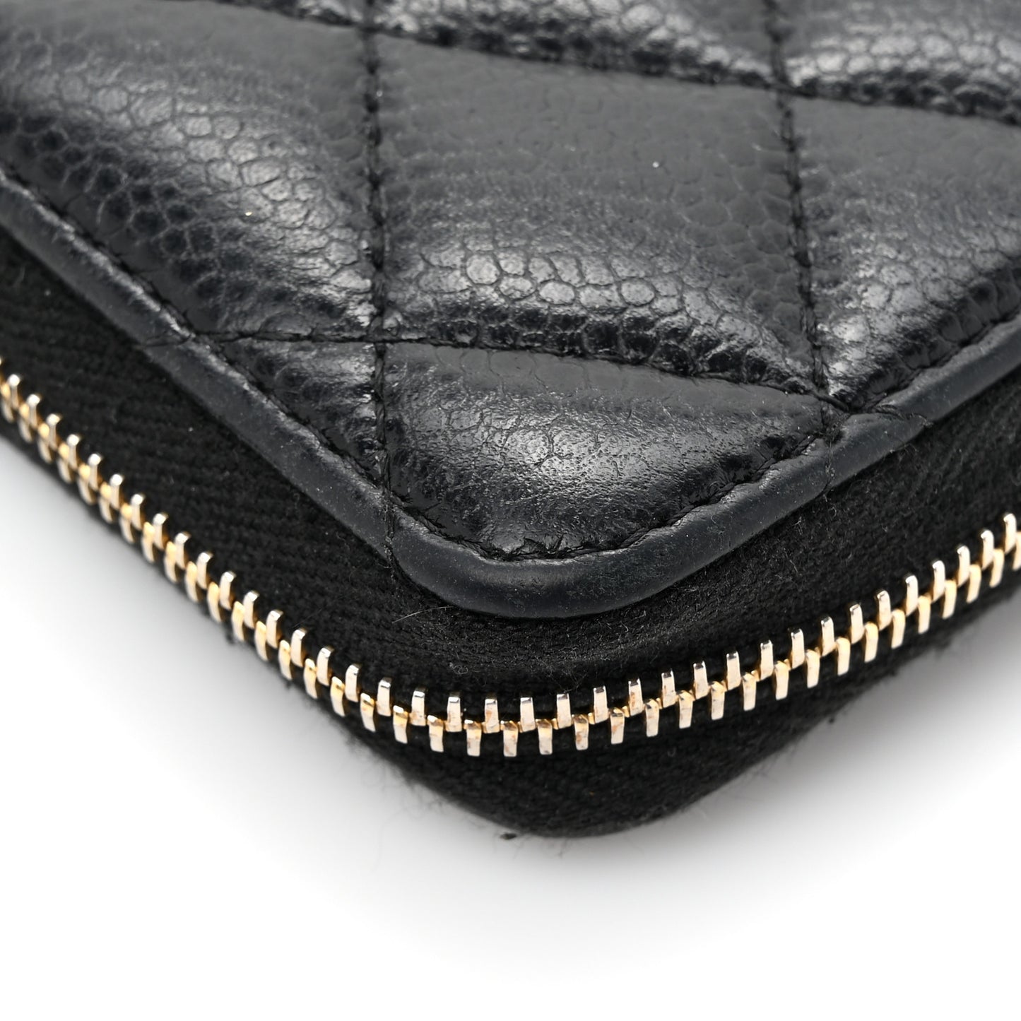Caviar Quilted Zip Coin Purse Black