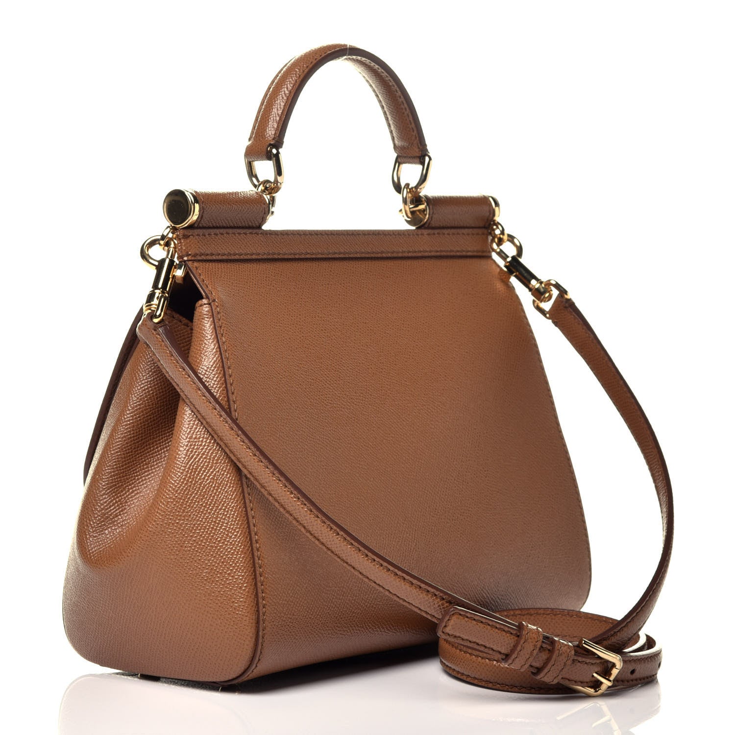 Dolce & Gabbana Dauphine Calfskin Medium Miss Sicily Satchel Caramello 4 of 9