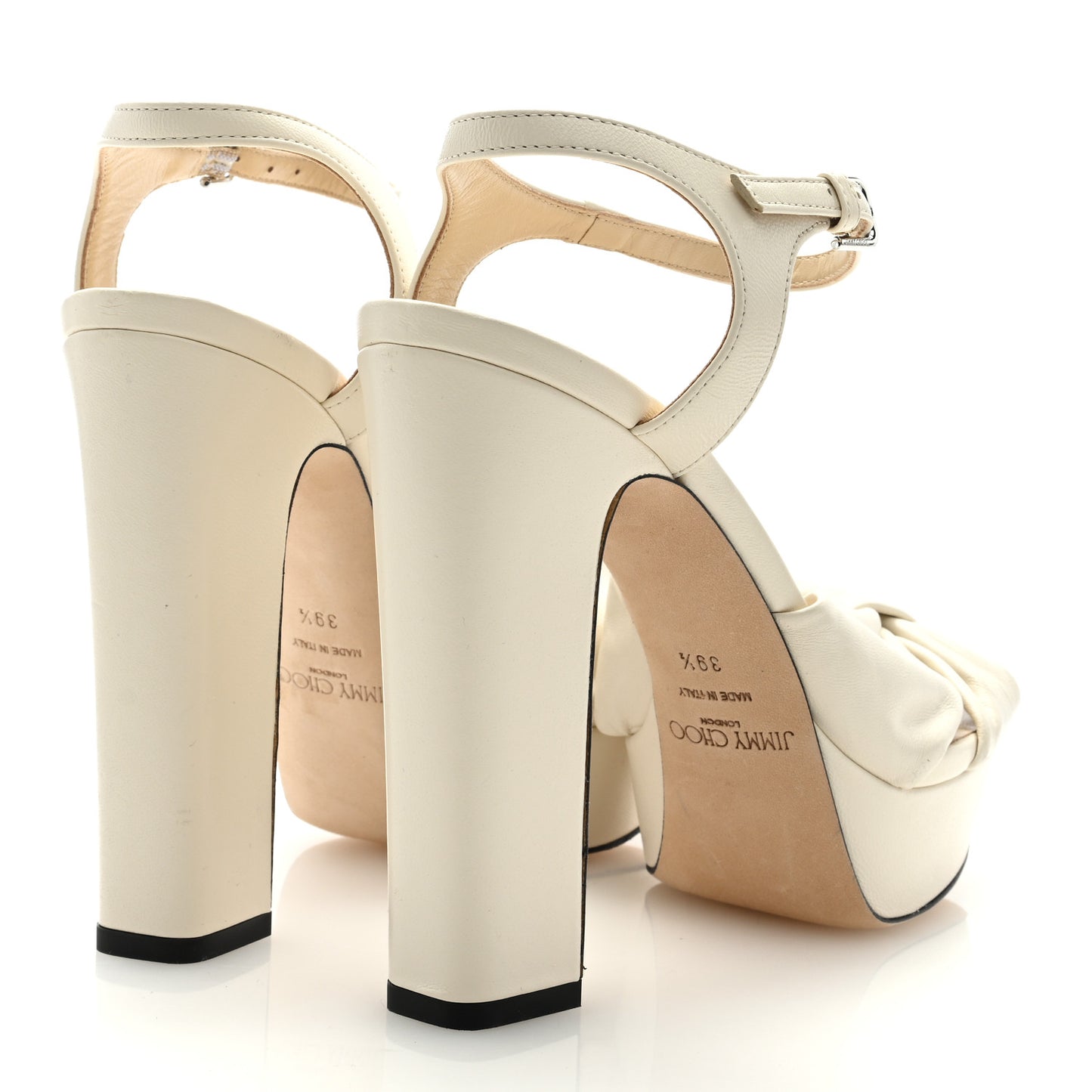 Nappa Heloise Ankle Strap Platform Sandals 39.5 Latte