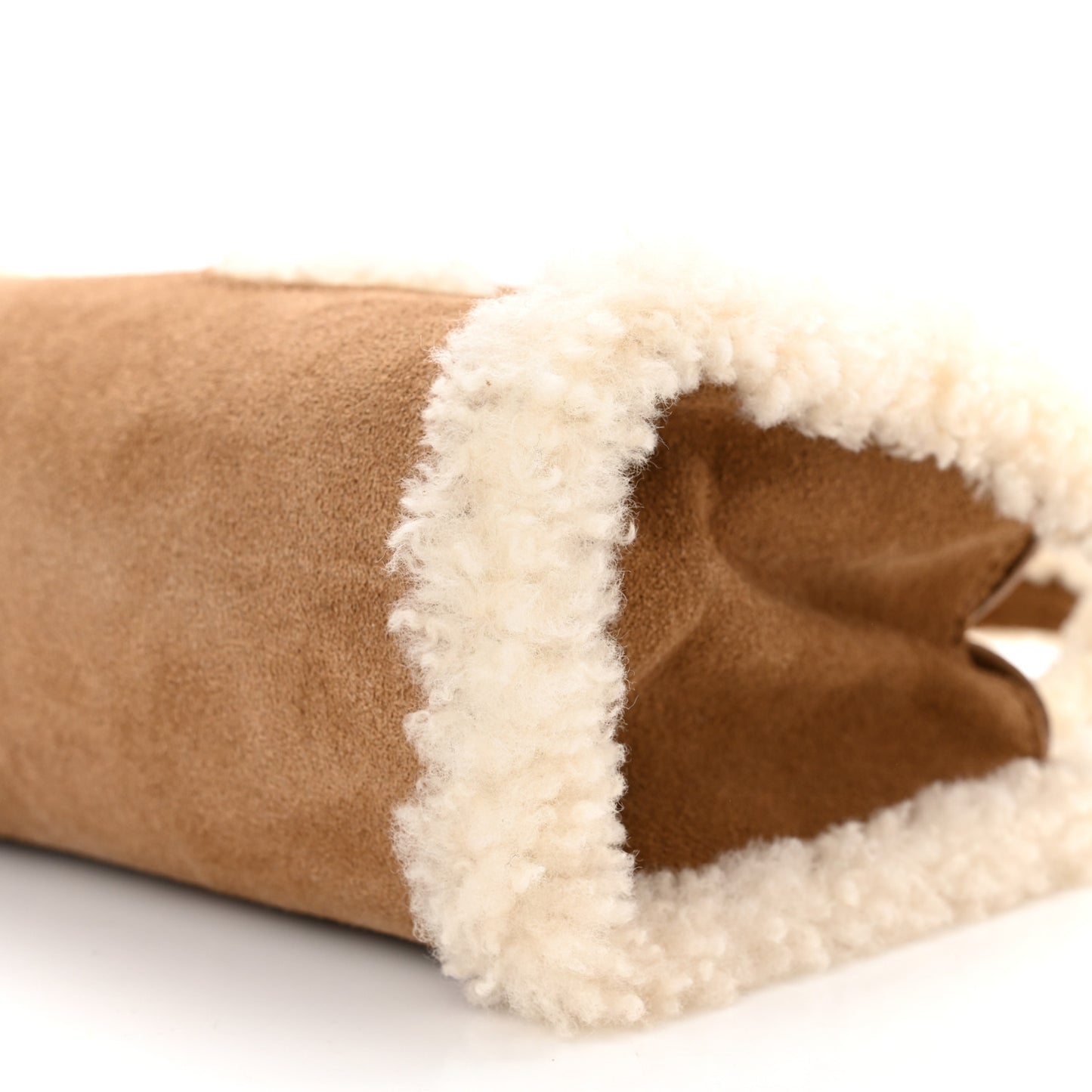X UGG Suede Shearling Small Shopping Bag Chestnut
