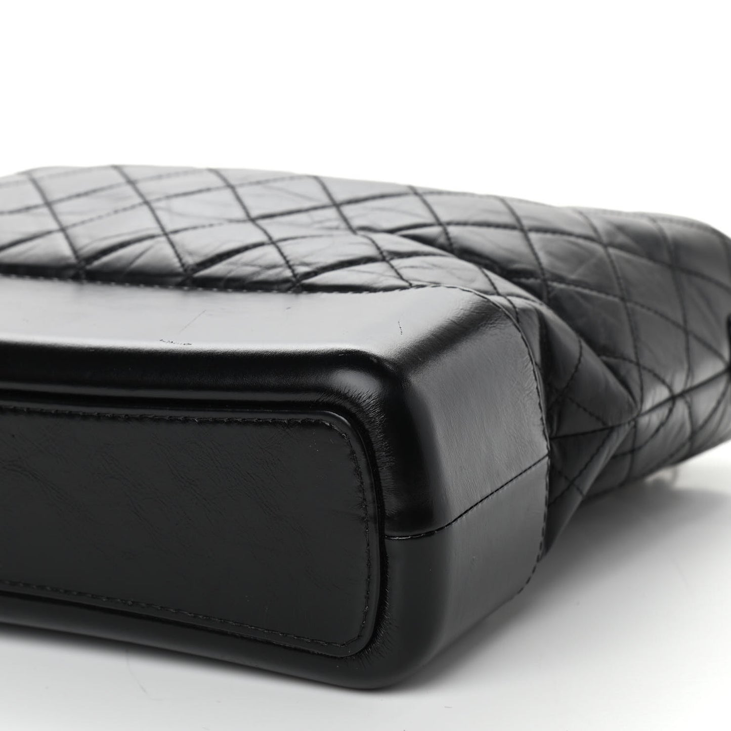 Aged Calfskin Quilted Large Gabrielle Hobo Black