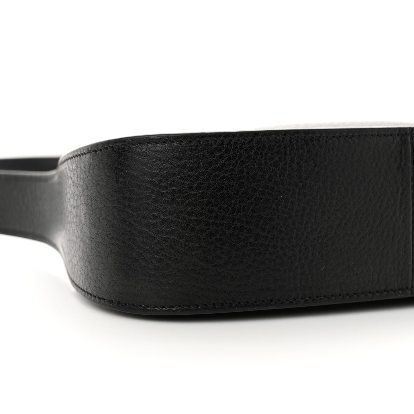 Grained Calfskin Half Moon Shoulder Bag Black