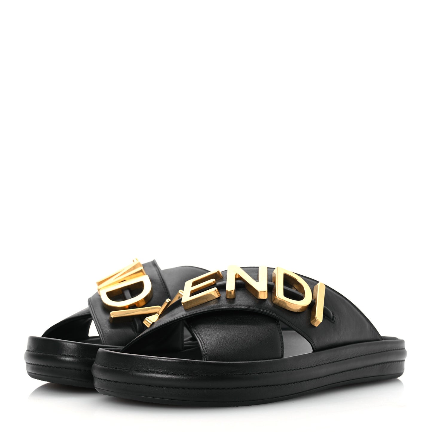 Vitello Womens Fendigraphy Slide Sandals 38.5 Black