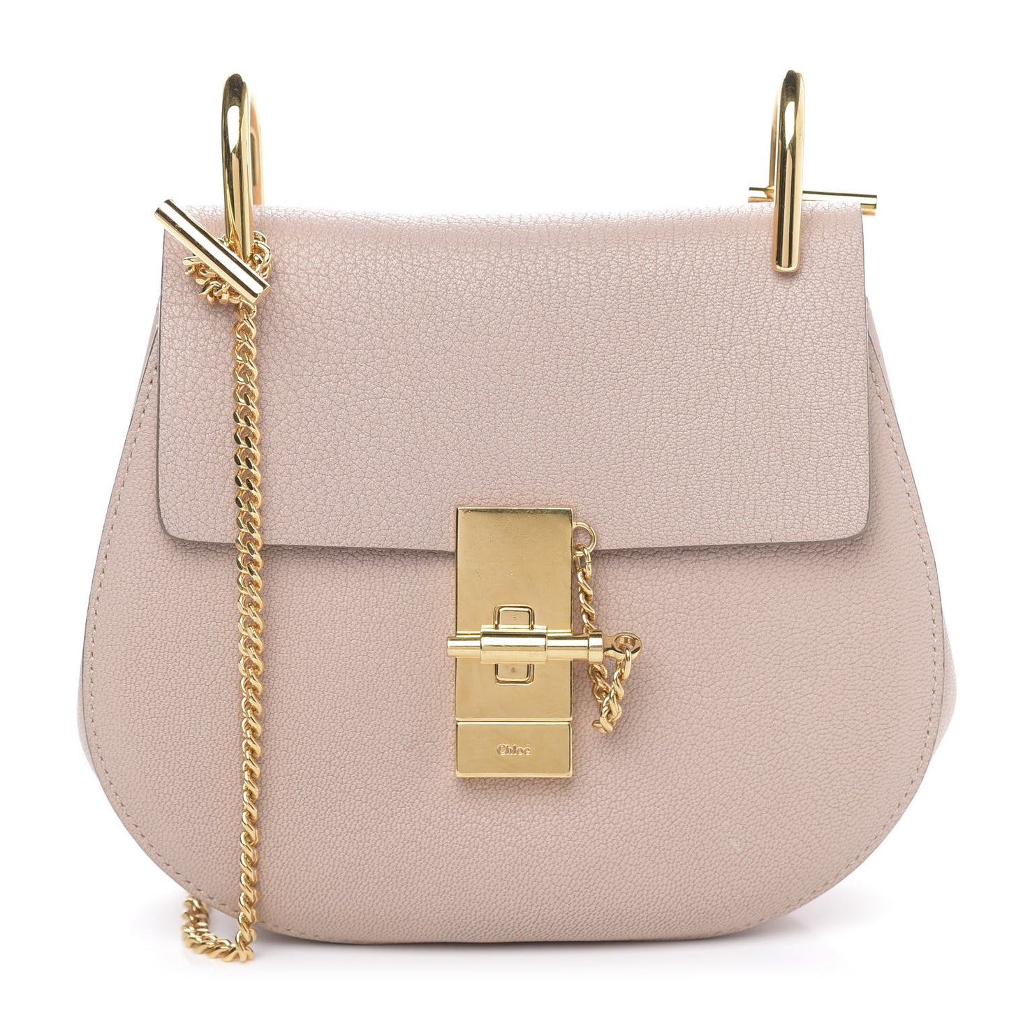 Grained Lambskin Mini Drew Shoulder Bag Cement Pink