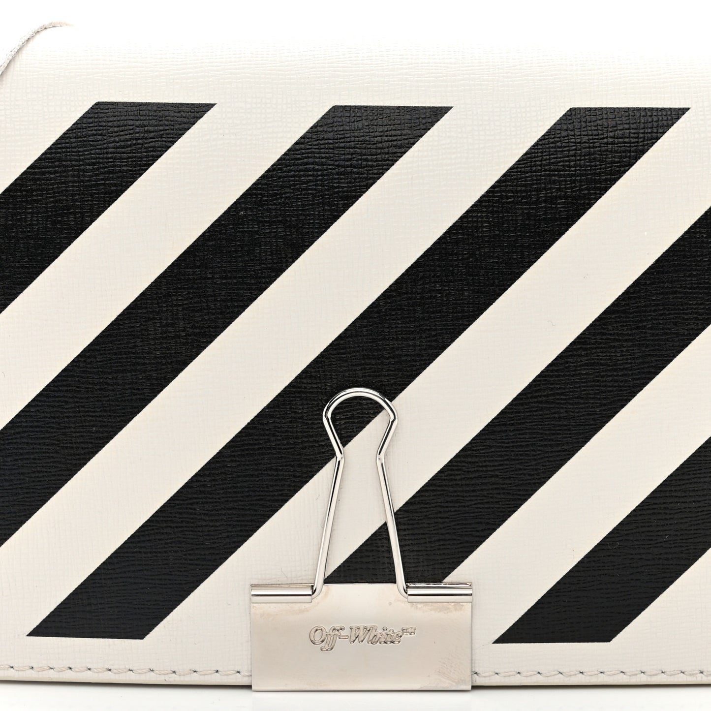 Saffiano Striped Mini Diag Binder Clip Bag White Black Red