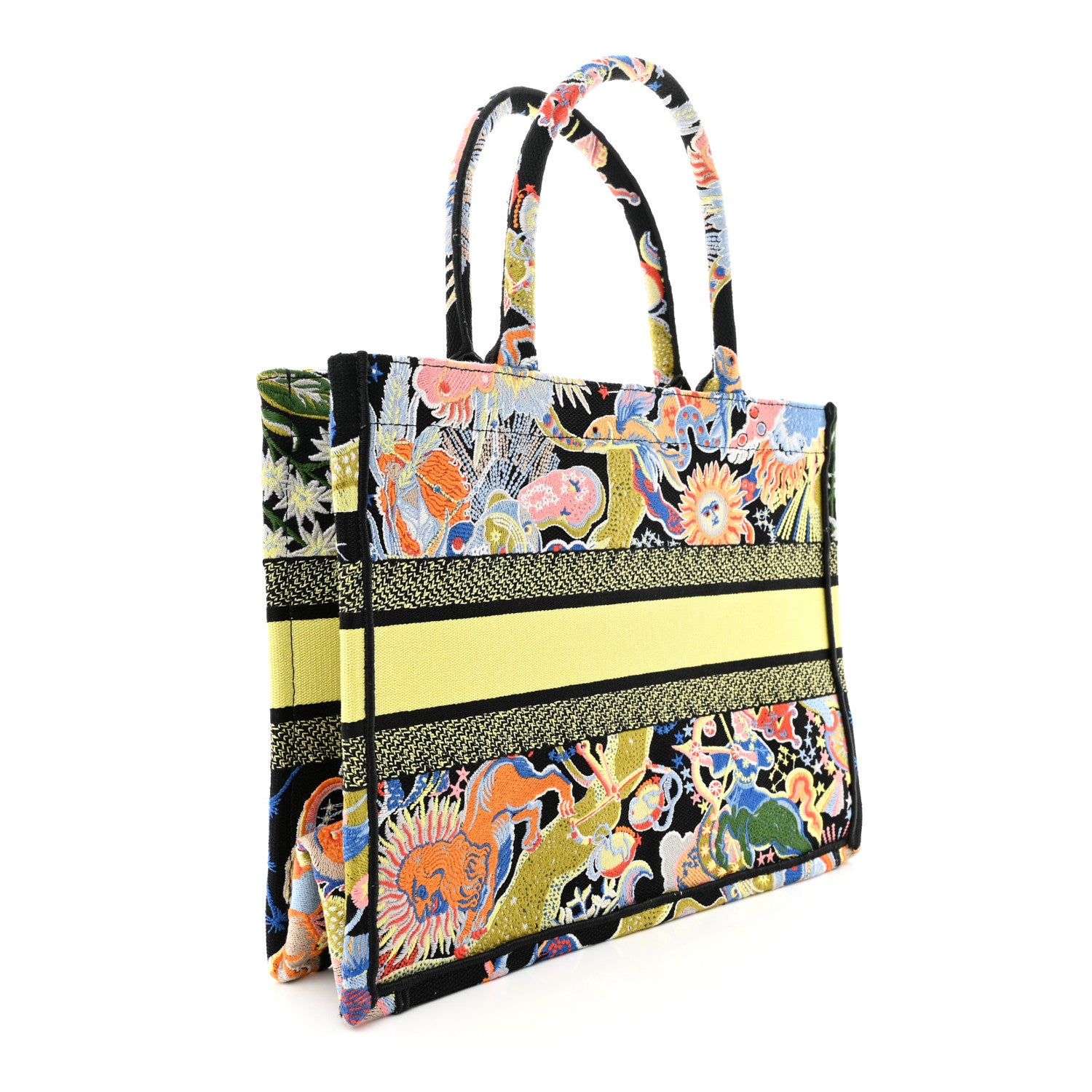 Christian Dior Canvas Zodiac Fantastico Embroidered Medium Book Tote Black Multicolor 2 of 12