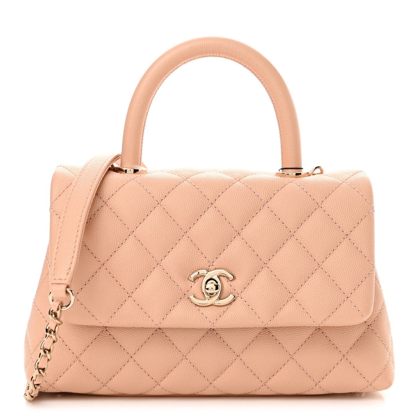 Caviar Quilted Mini Coco Handle Flap Light Pink