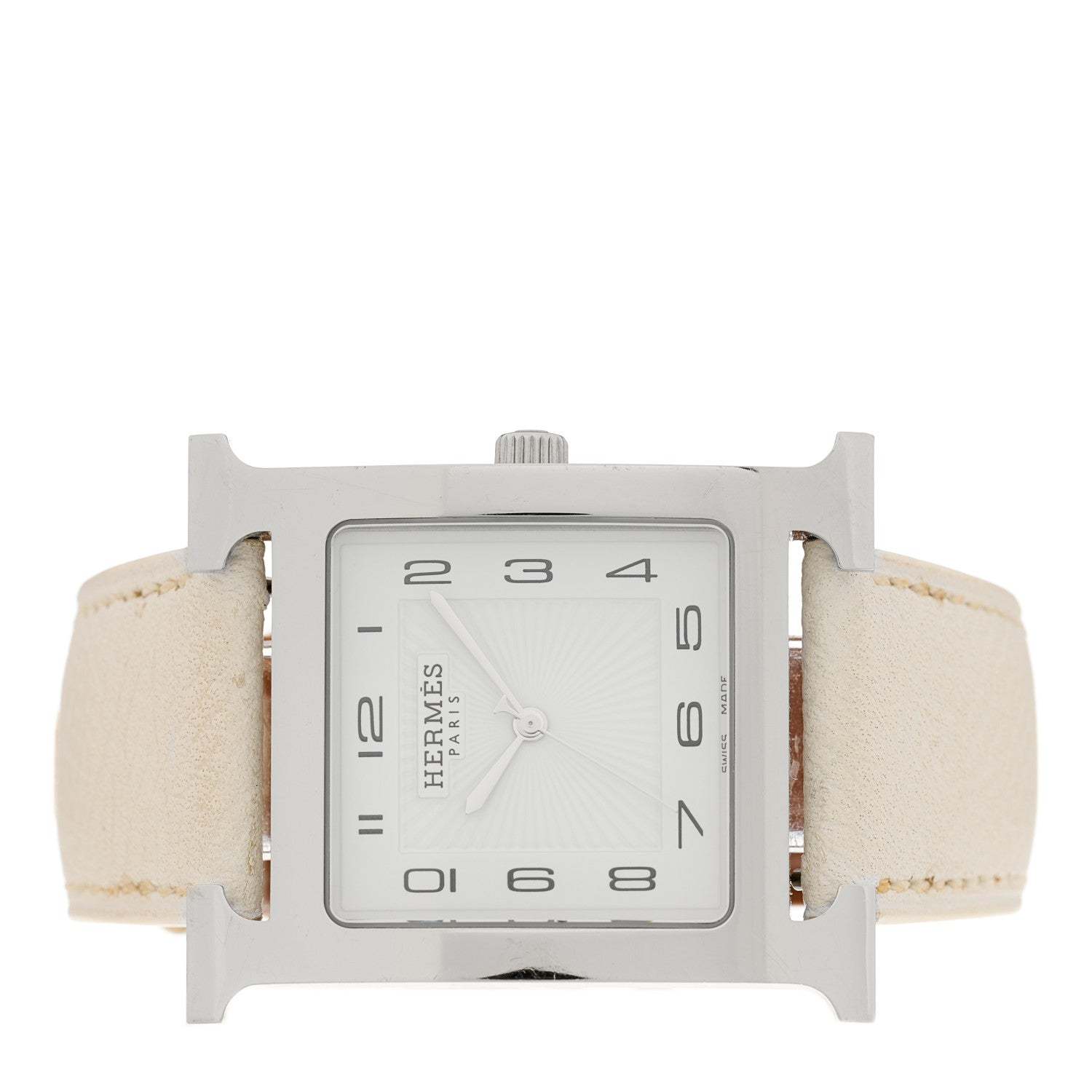 Hermes Stainless Steel Epsom 30.5mm Heure H Hour Quartz Watch Blanc 2 of 4