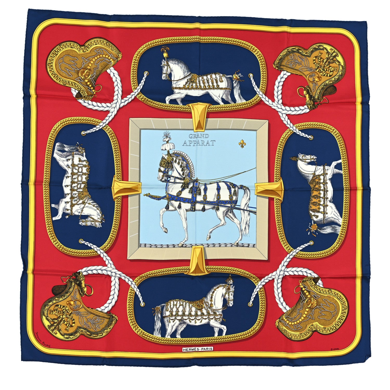 Hermes Silk Grand Apparat Scarf 90 1837394 – FASHIONPHILE
