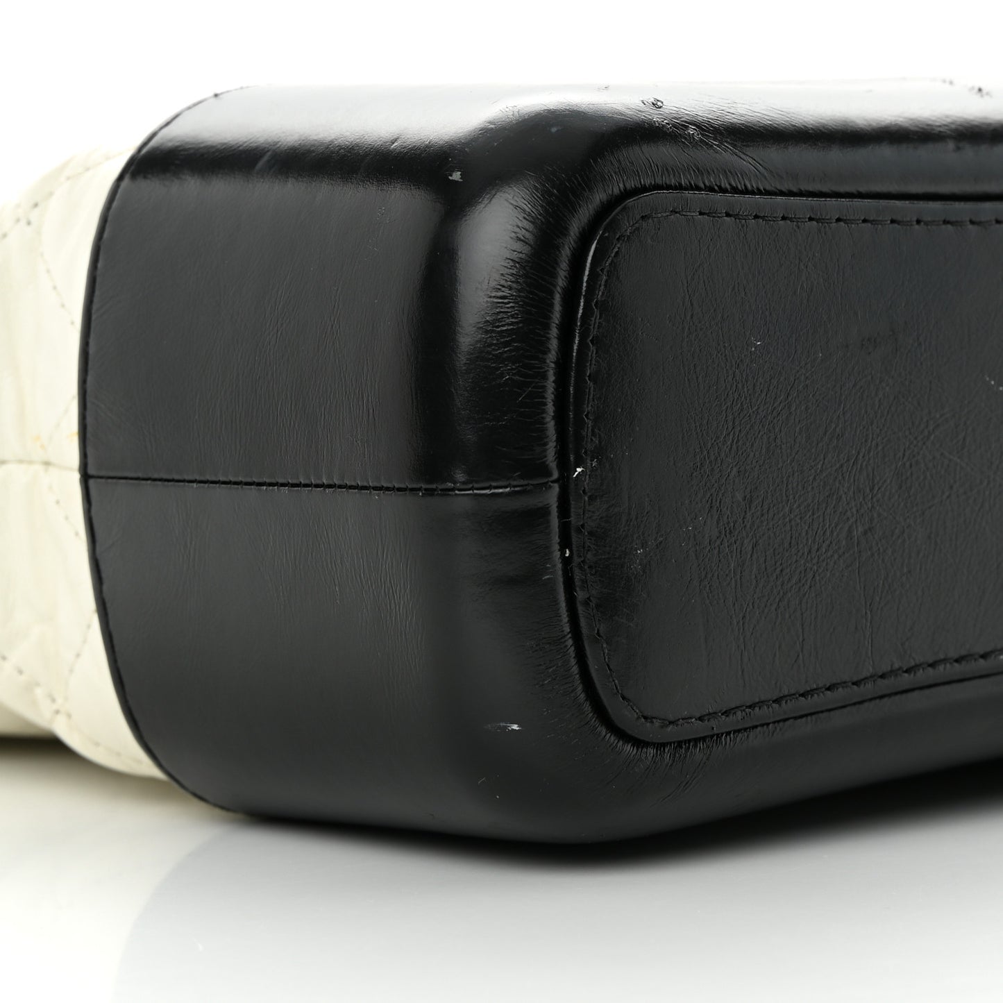 Aged Calfskin Quilted Medium Gabrielle Hobo Black White