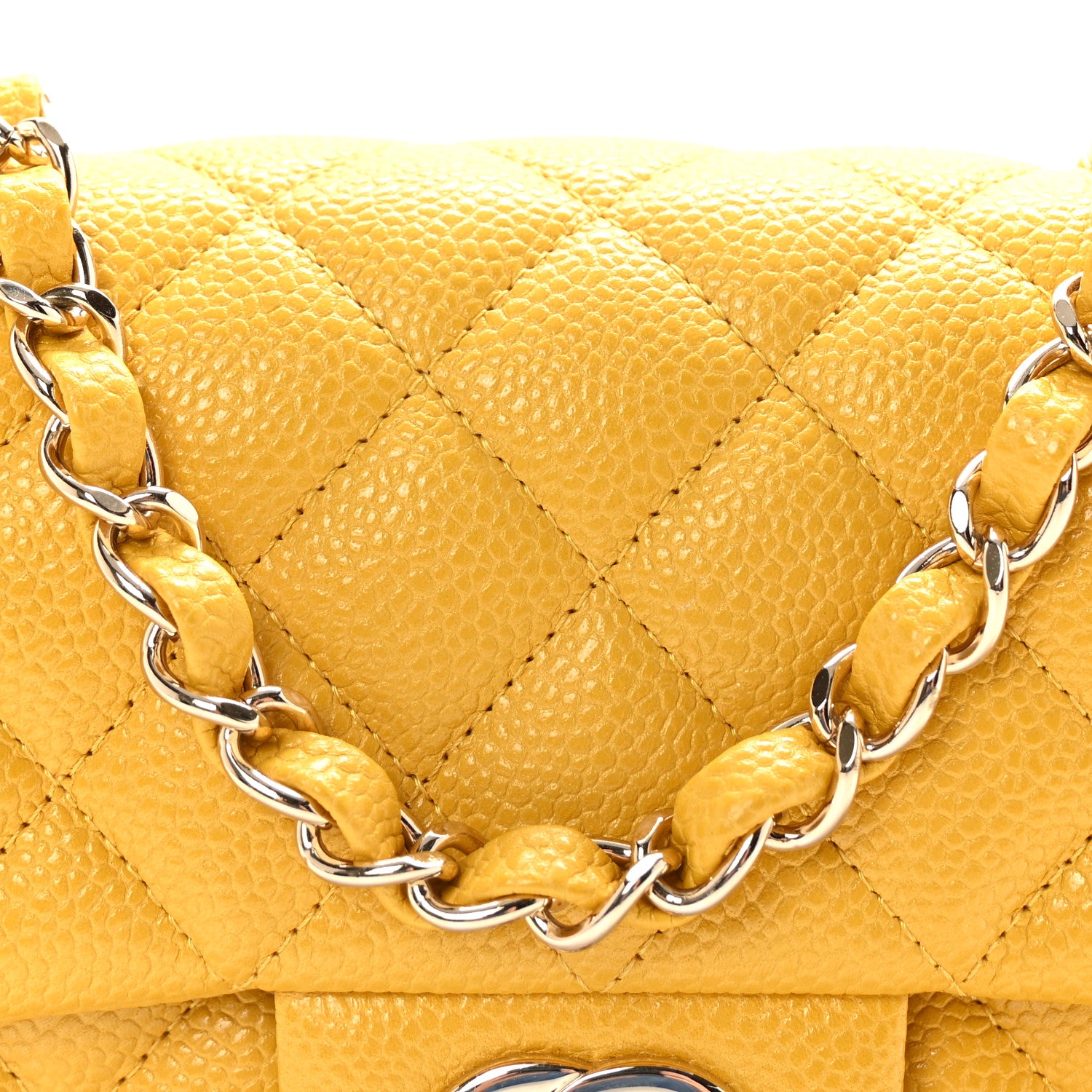 Chanel Caviar Quilted Mini Rectangular Flap Yellow 8 of 10